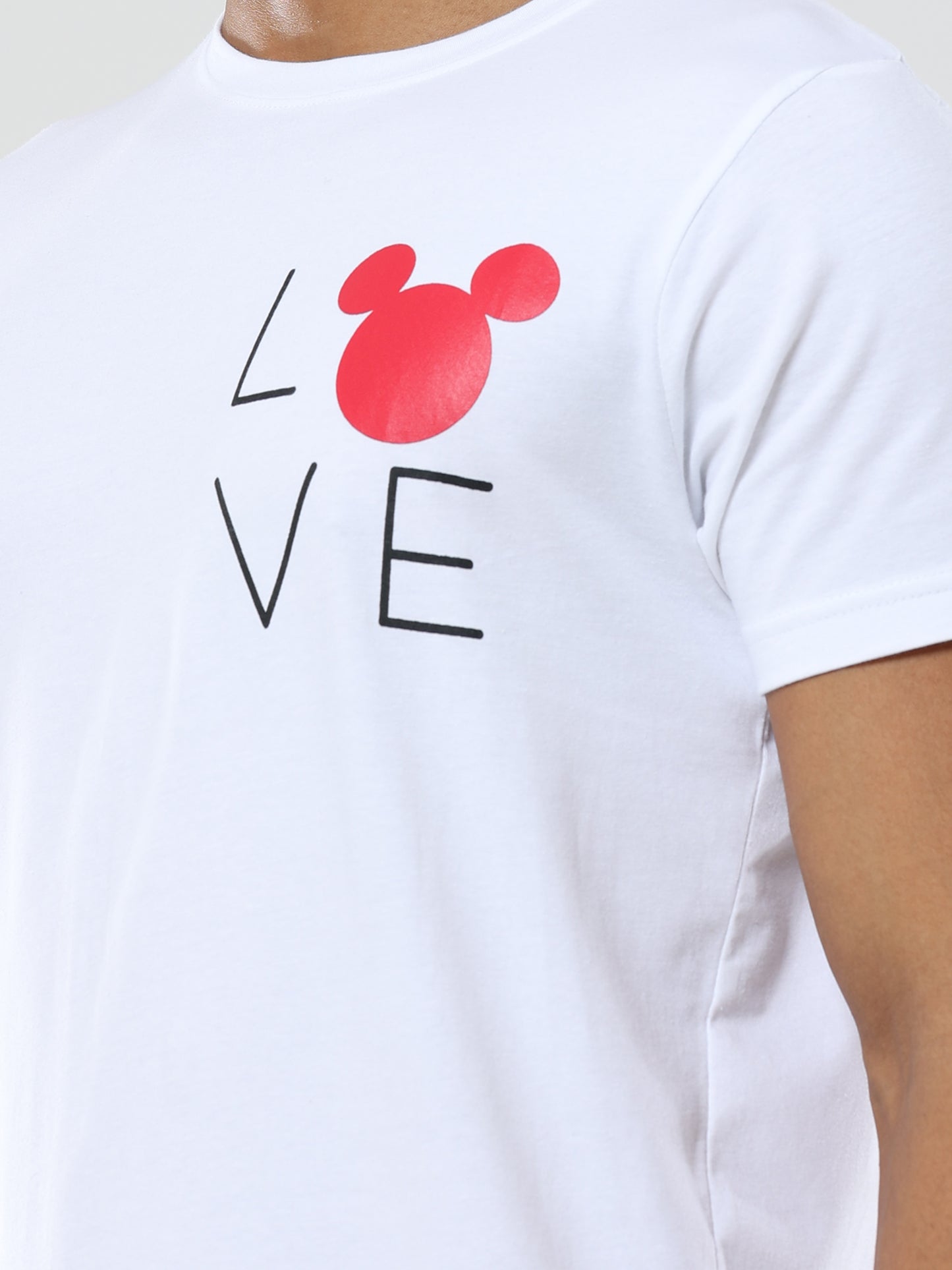 White Love Round Neck Cotton Tshirt for men