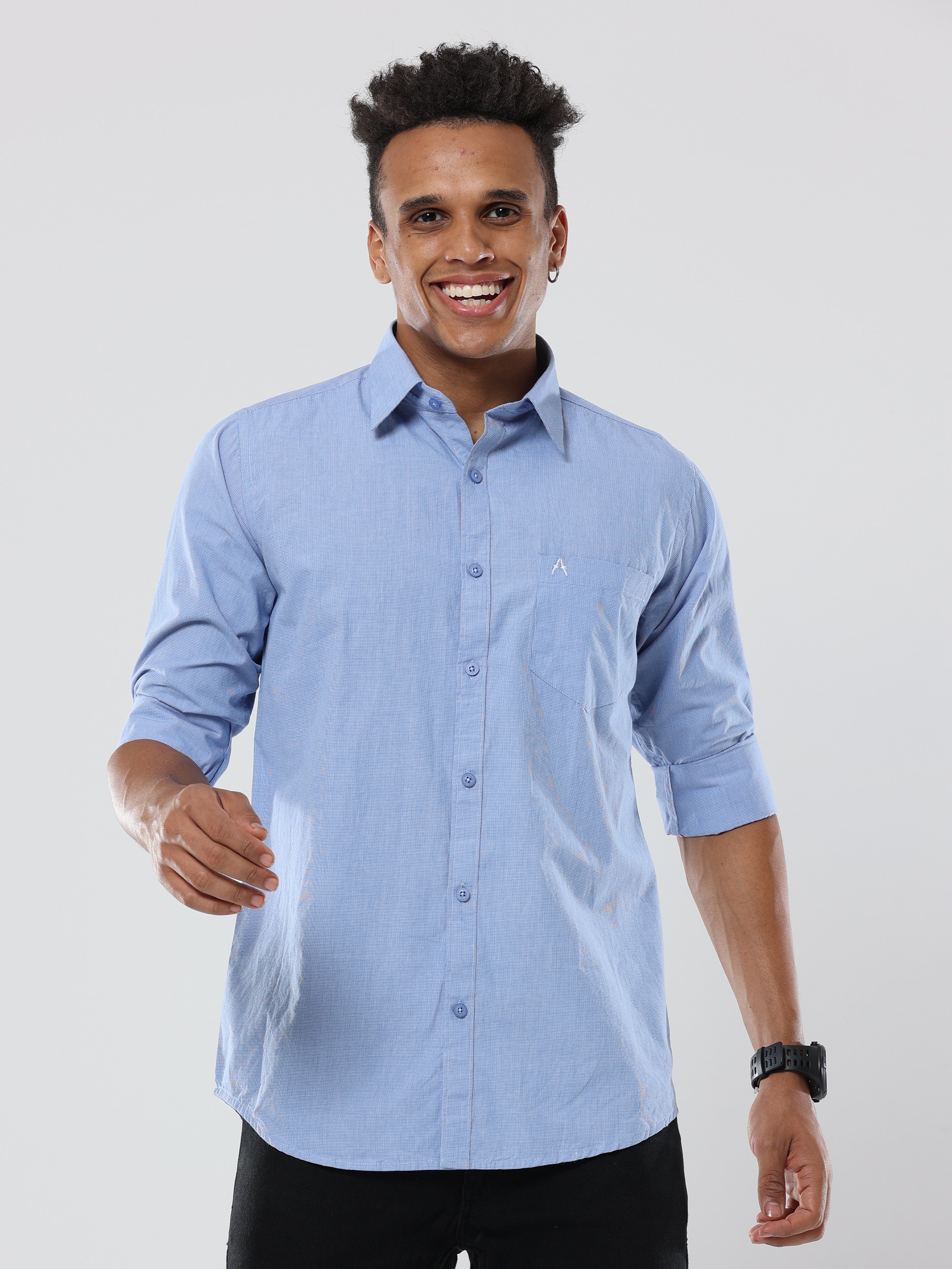 Blue Graph Checks premium Cotton shirt for men