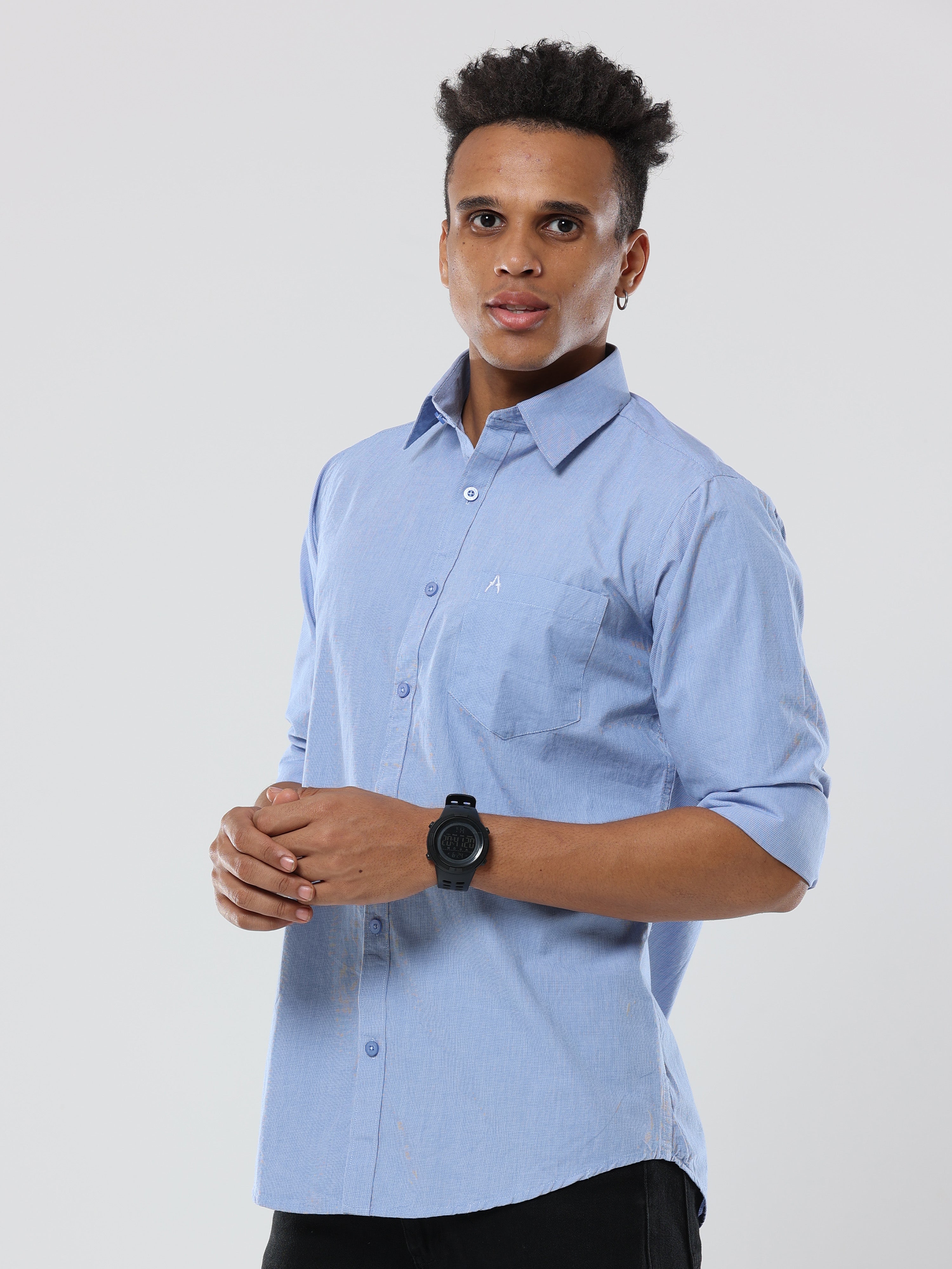 Blue Graph Checks premium Cotton shirt for men