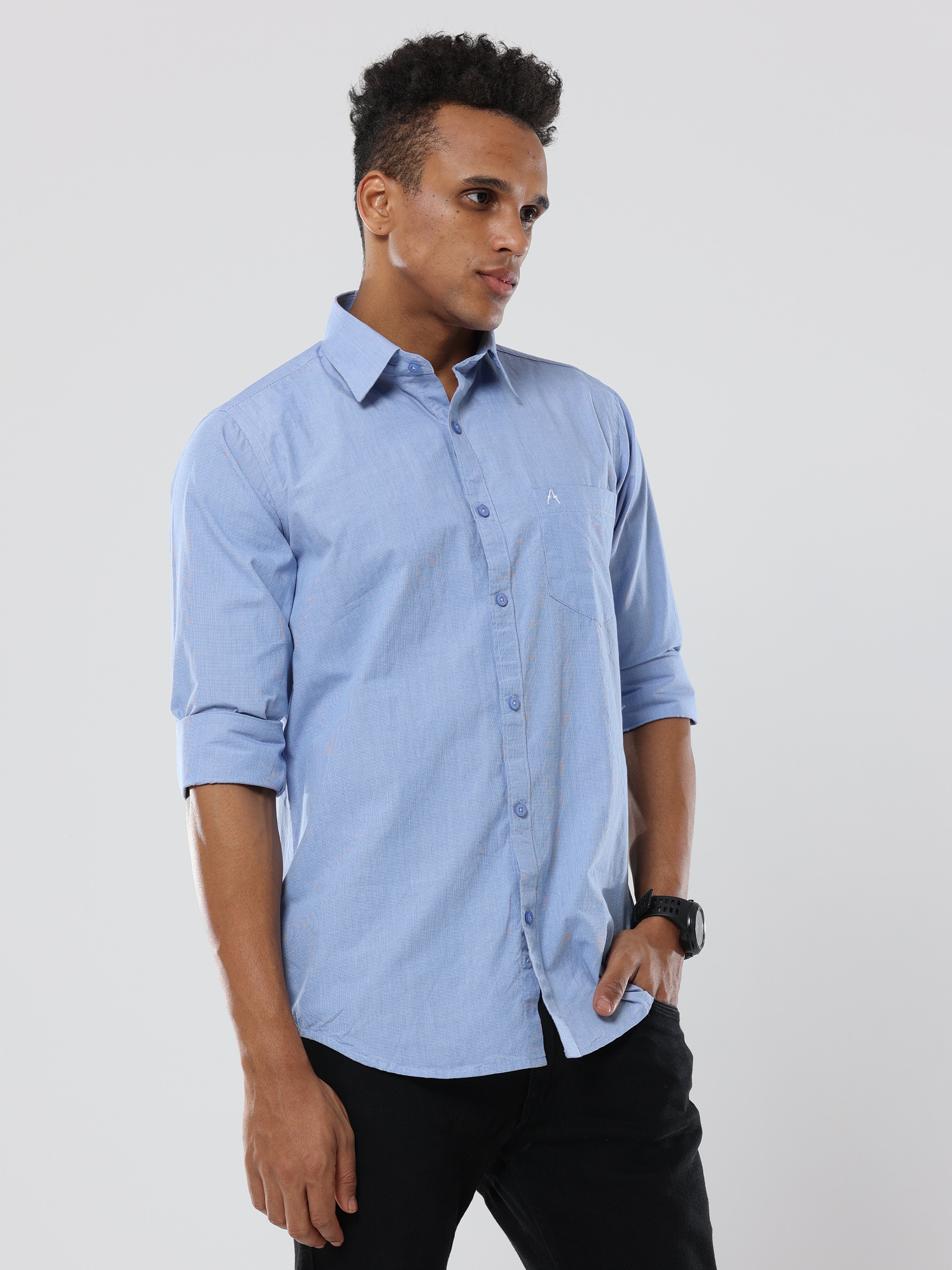 Blue Graph Checks premium Cotton shirt for men