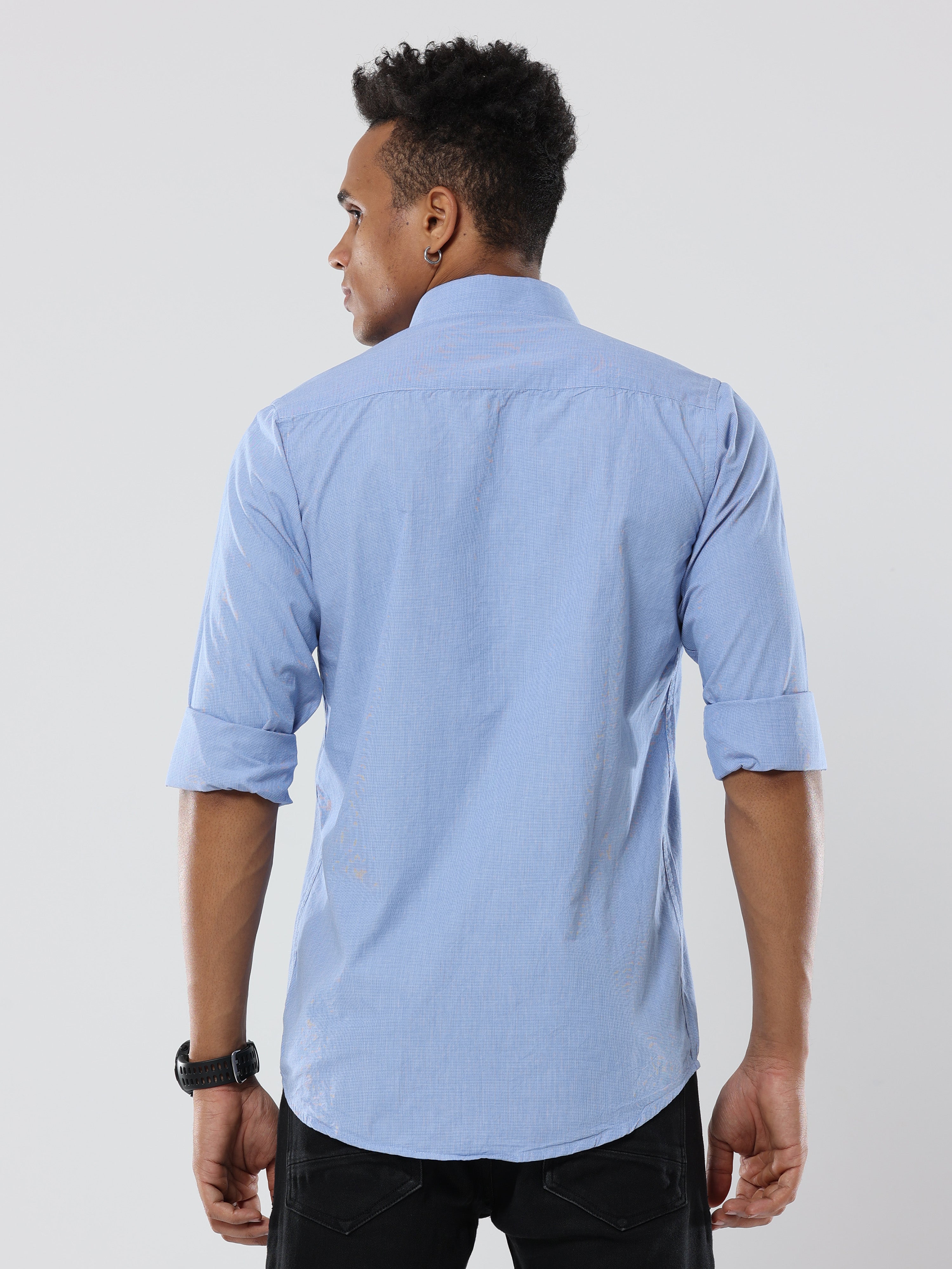 Blue Graph Checks premium Cotton shirt for men