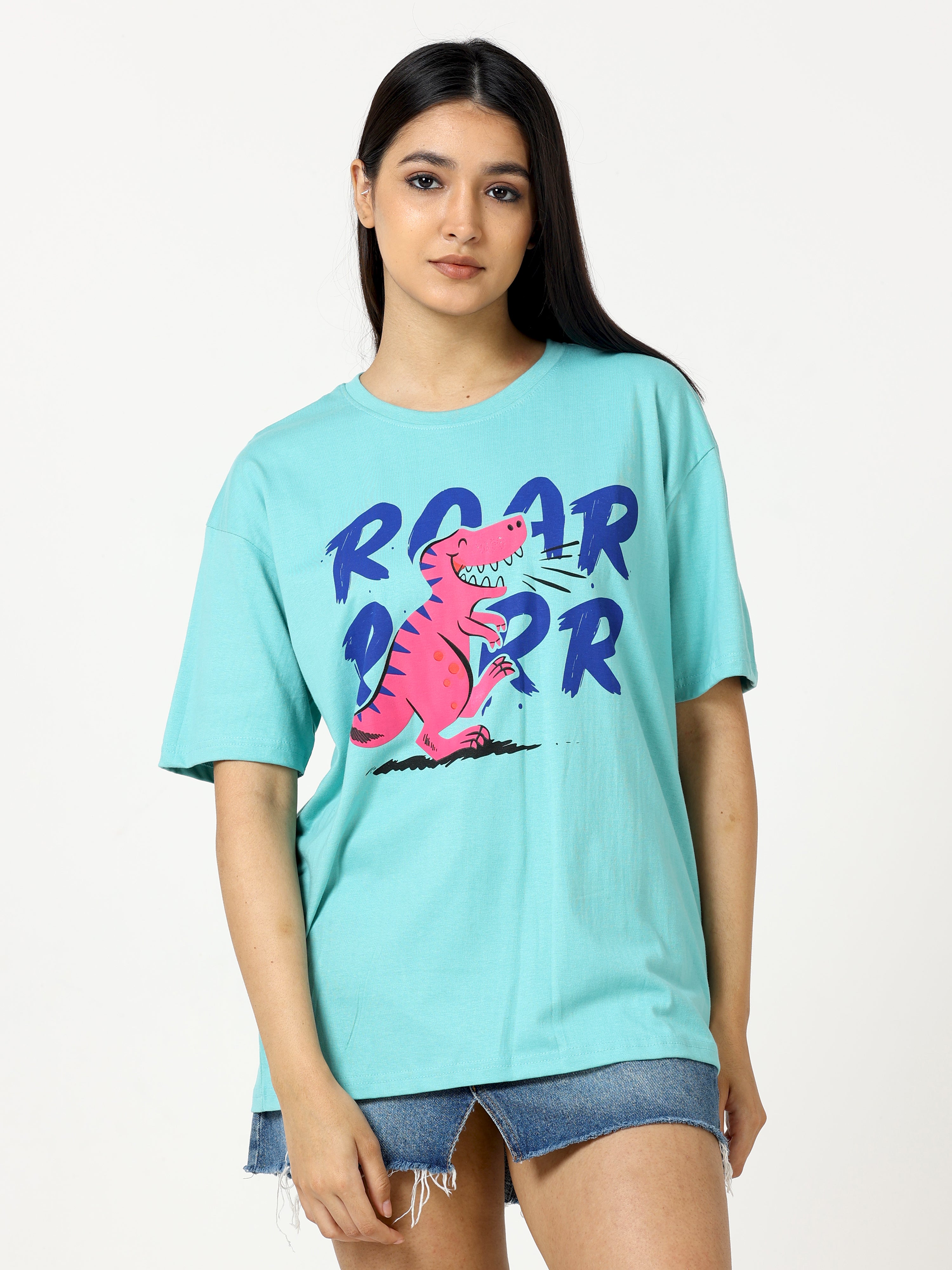 Green Roar Dinosaur Printed Oversized T-shirt - UNISEX