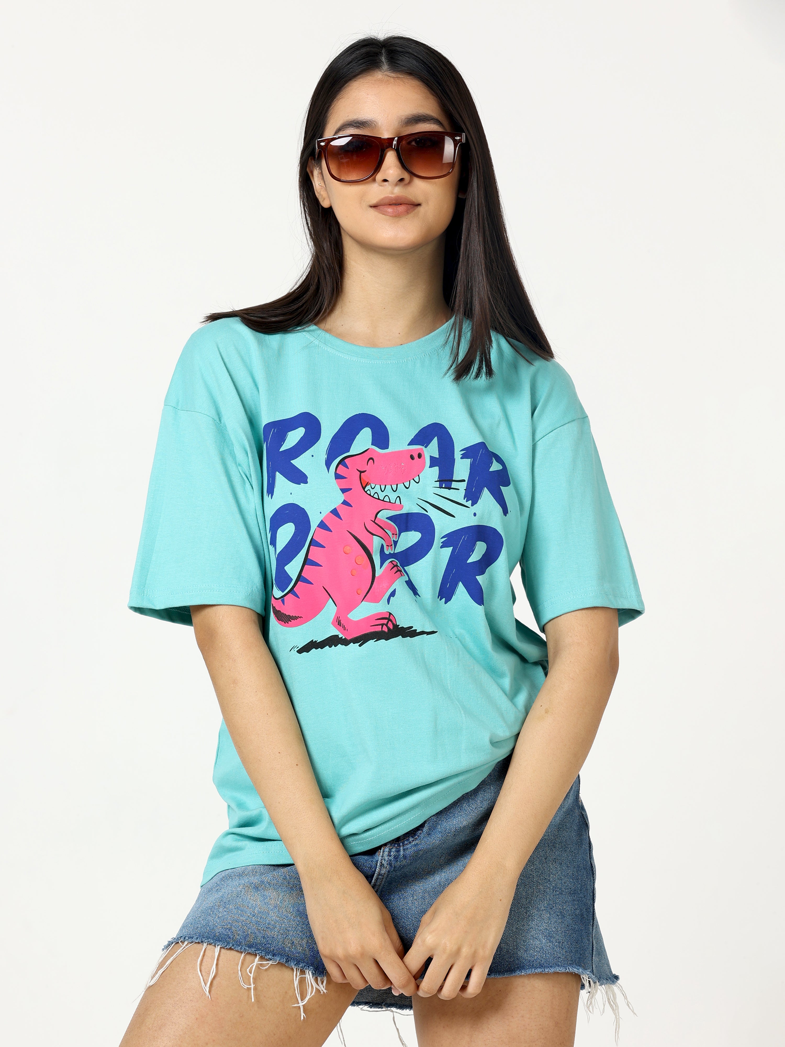 Green Roar Dinosaur Printed Oversized T-shirt - UNISEX