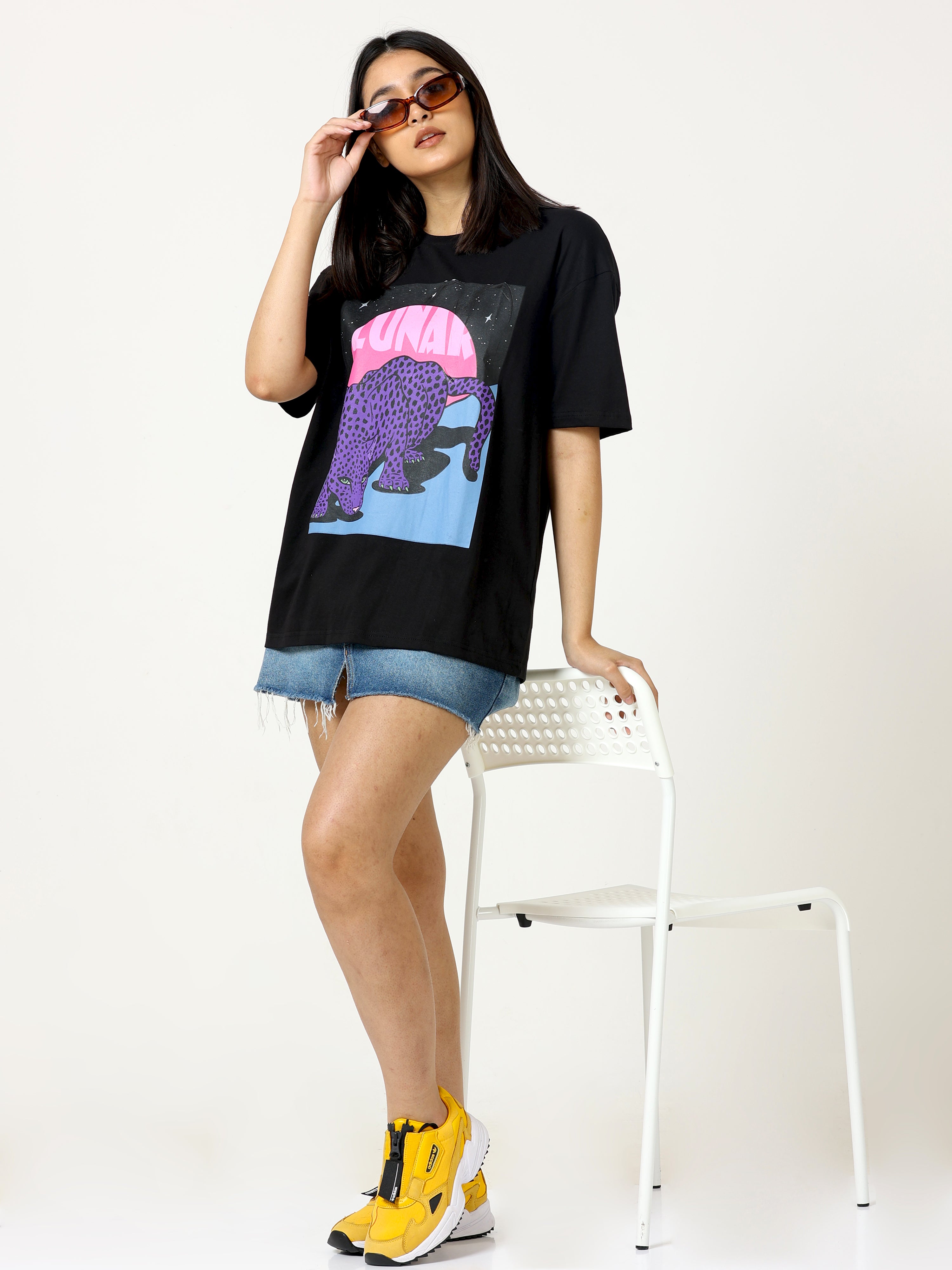 Black Lunar Printed Oversized T-shirt - UNISEX