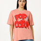 Rose Gold POPCORN Printed Oversized T-shirt - UNISEX