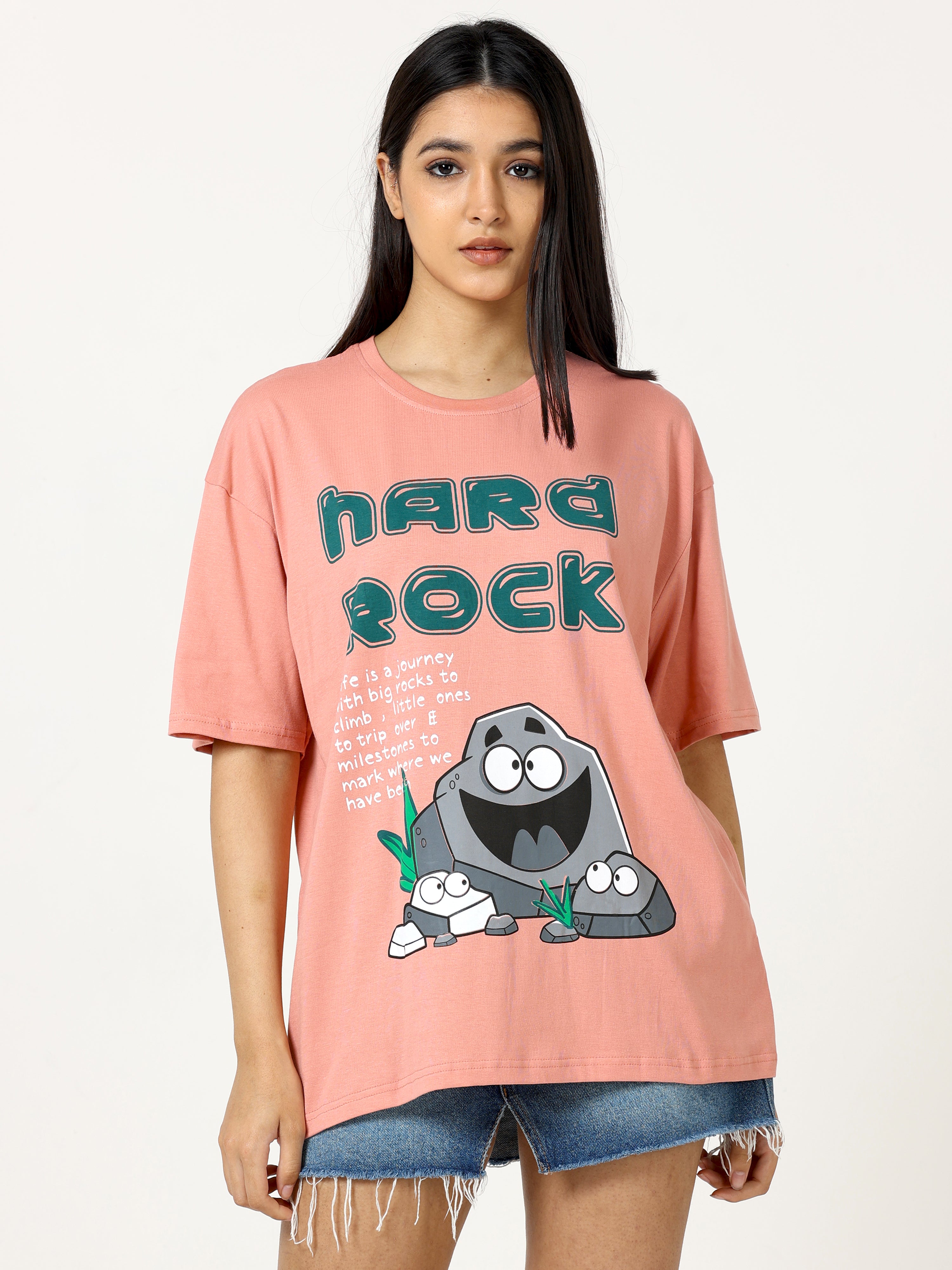 Peach Nard Rock Printed Oversized T-shirt - UNISEX