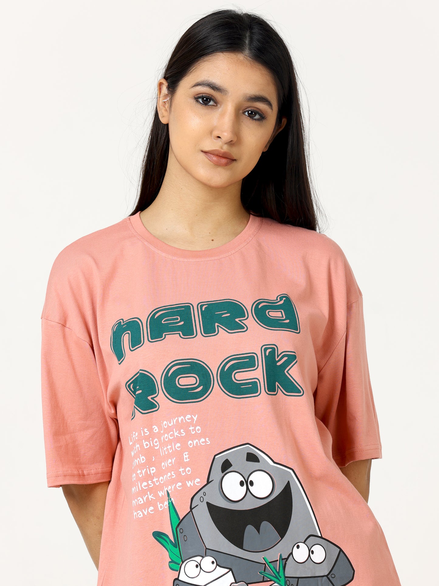 Peach Nard Rock Printed Oversized T-shirt - UNISEX