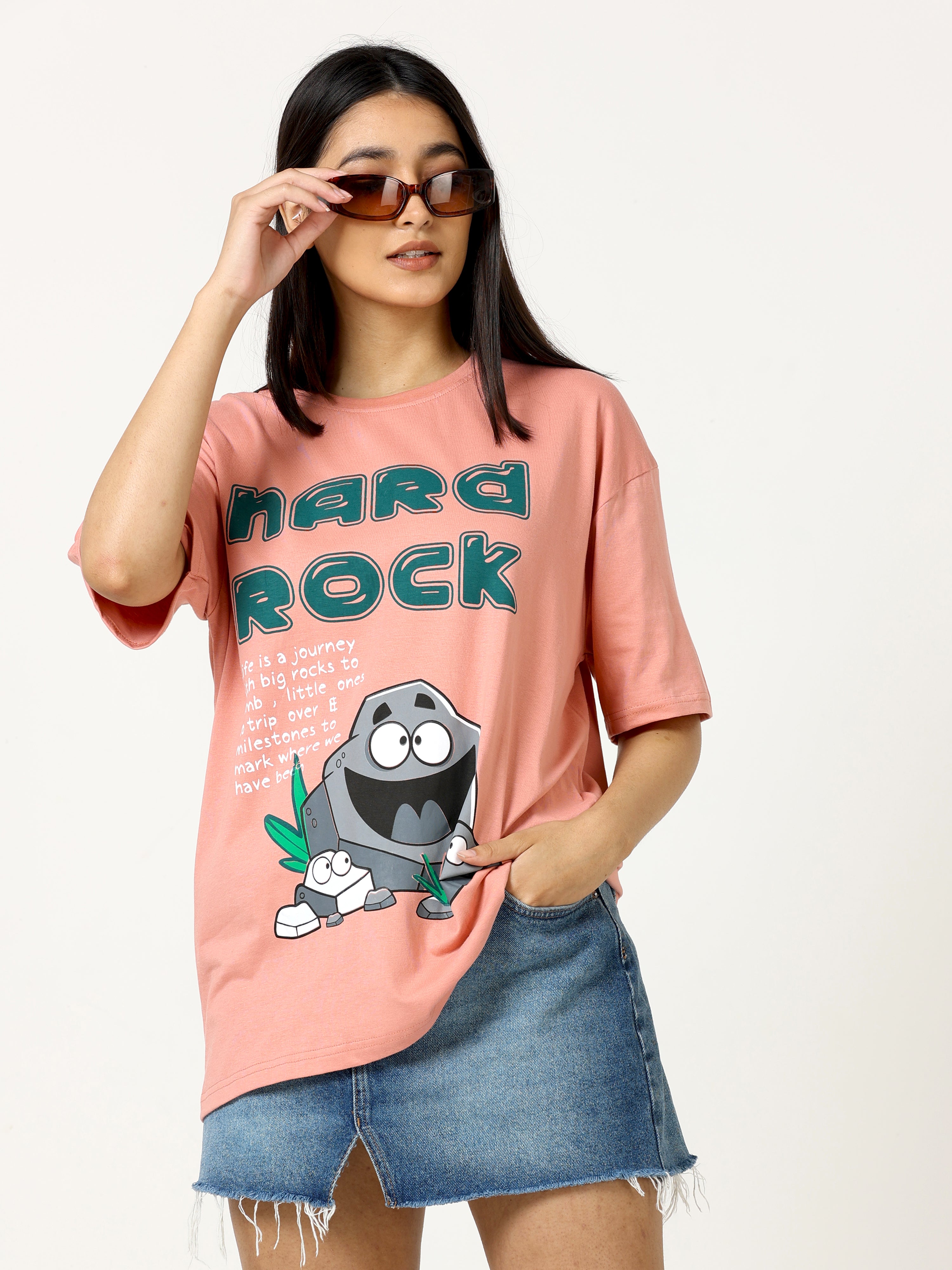 Peach Nard Rock Printed Oversized T-shirt - UNISEX