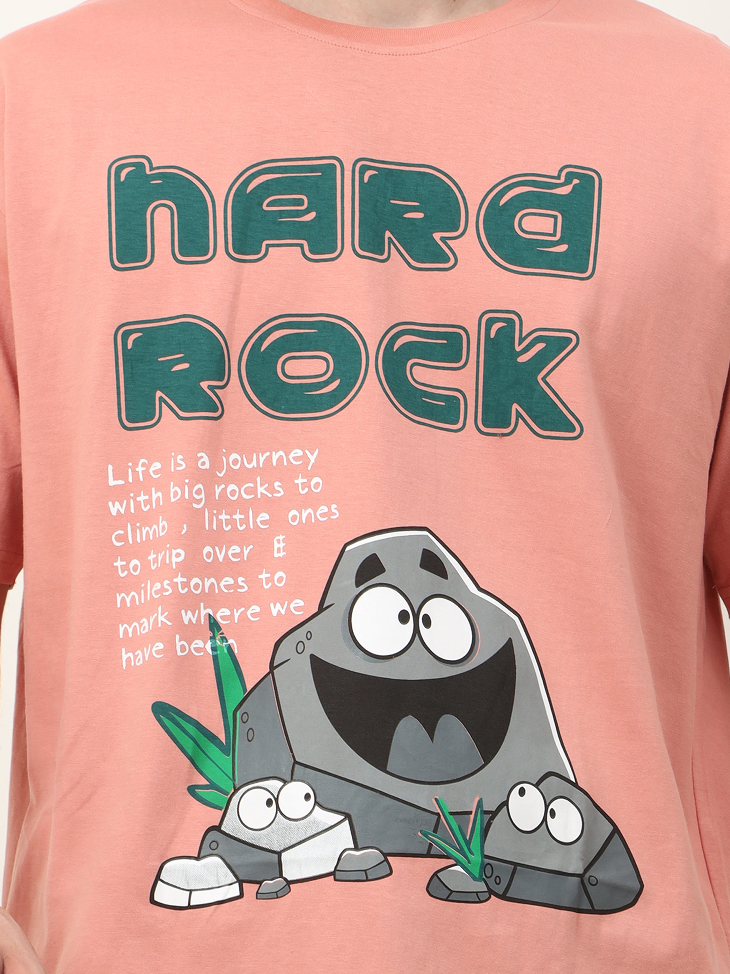 Peach Nard Rock Printed Oversized T-shirt - UNISEX