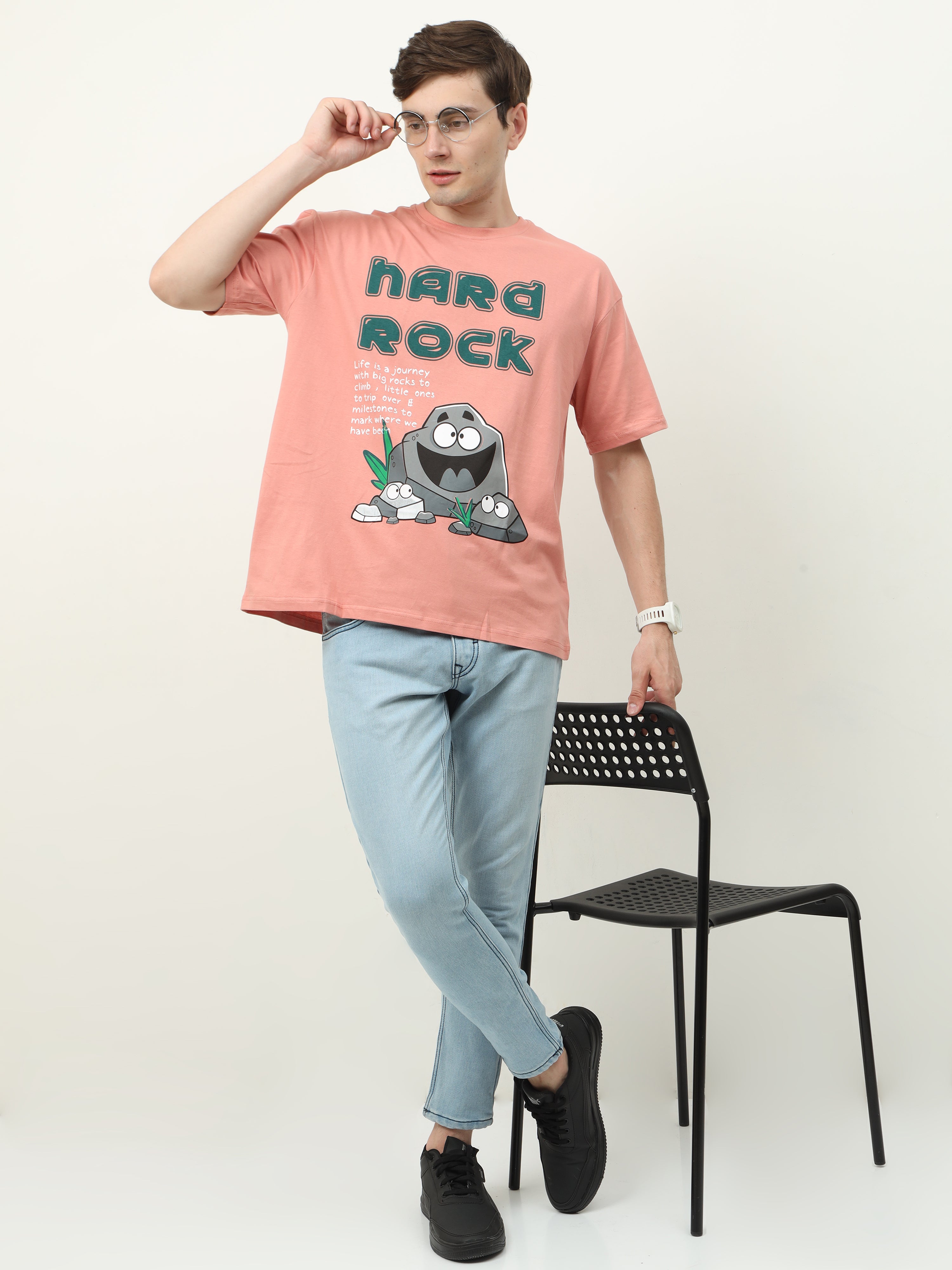 Peach Nard Rock Printed Oversized T-shirt - UNISEX