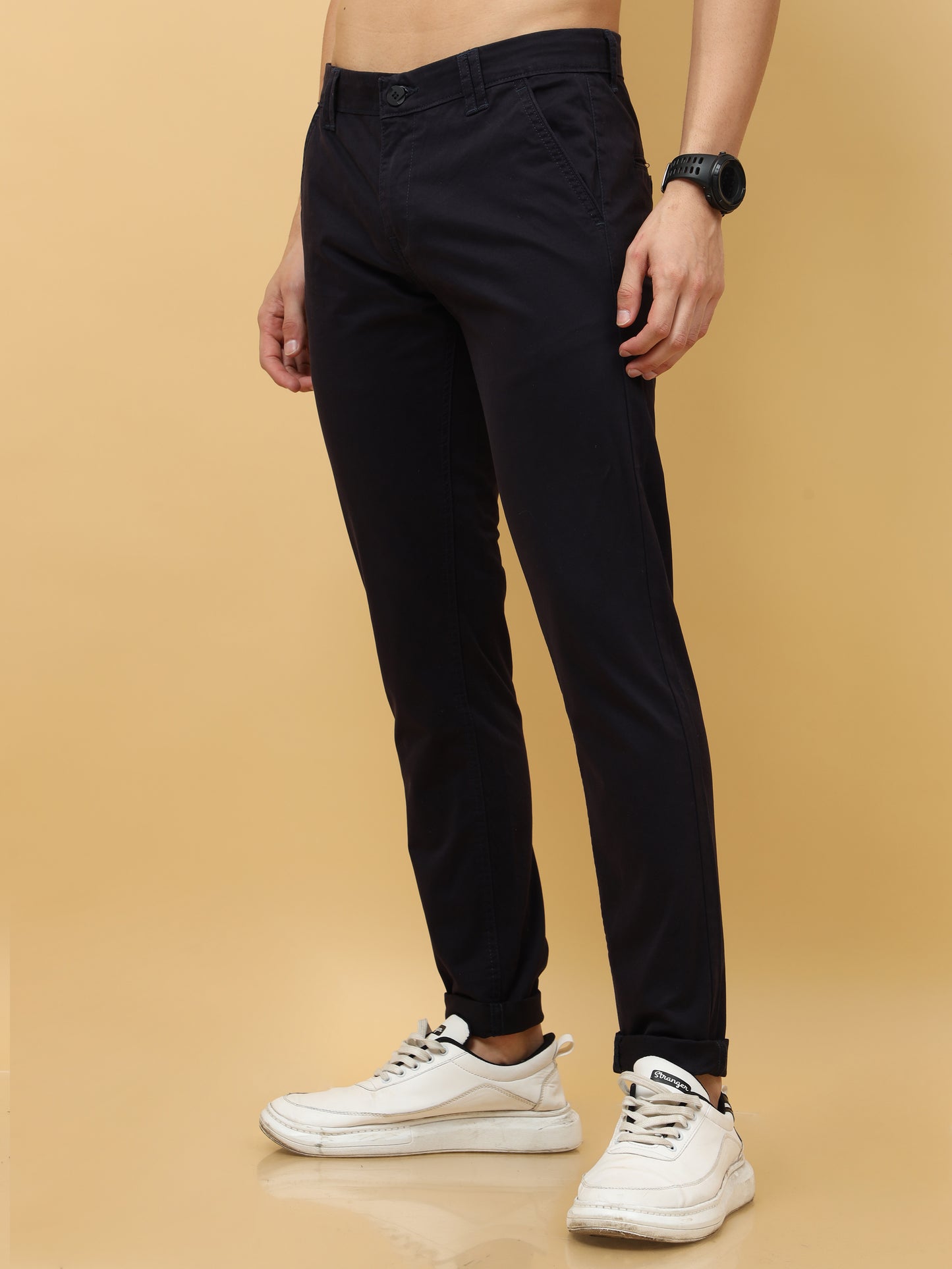 Albatross Plain classic Black chinos for mens