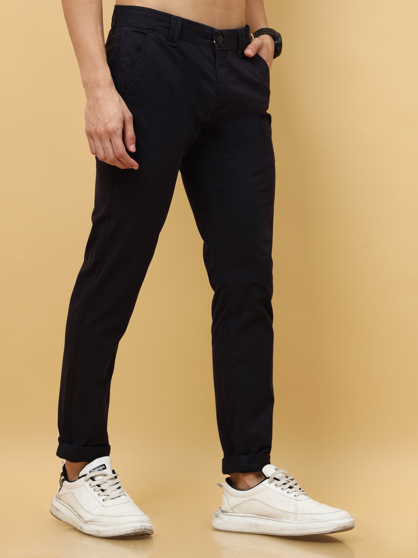 Albatross Plain classic Black chinos for mens