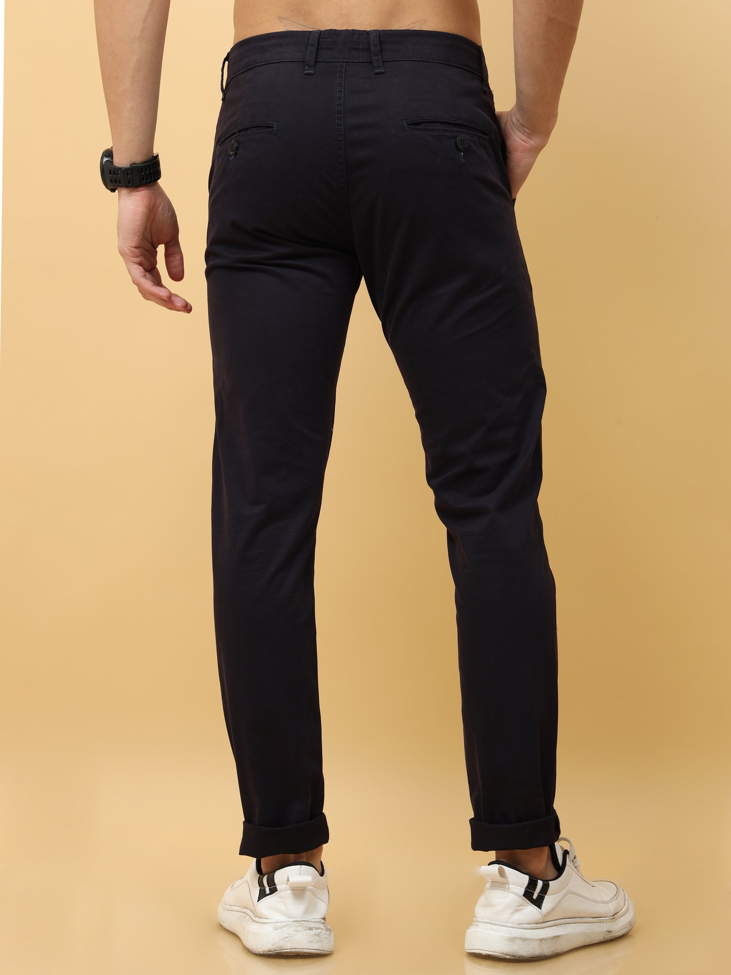 Albatross Plain classic Black chinos for mens