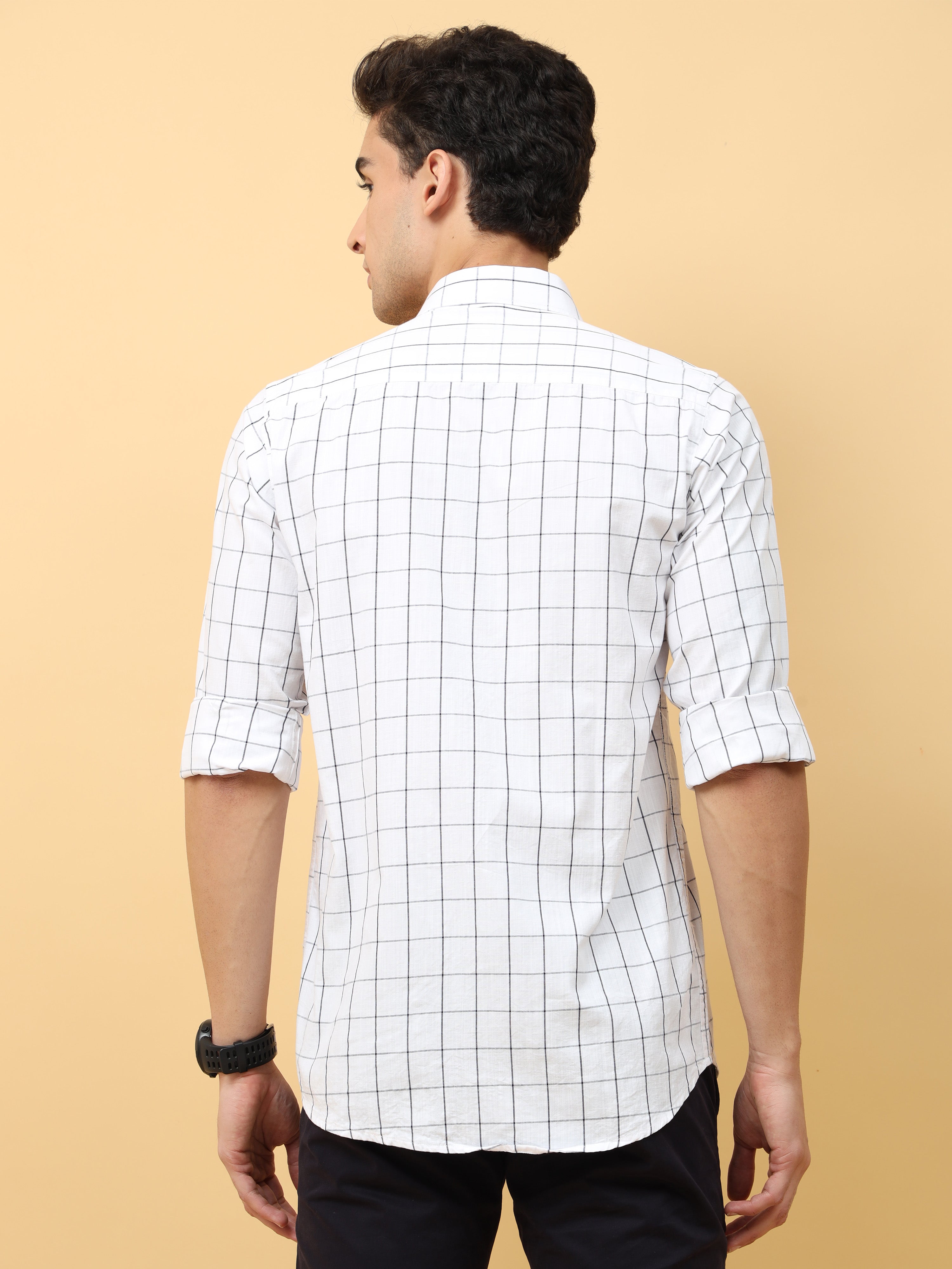 white and black Checks premium Cotton shirt for men