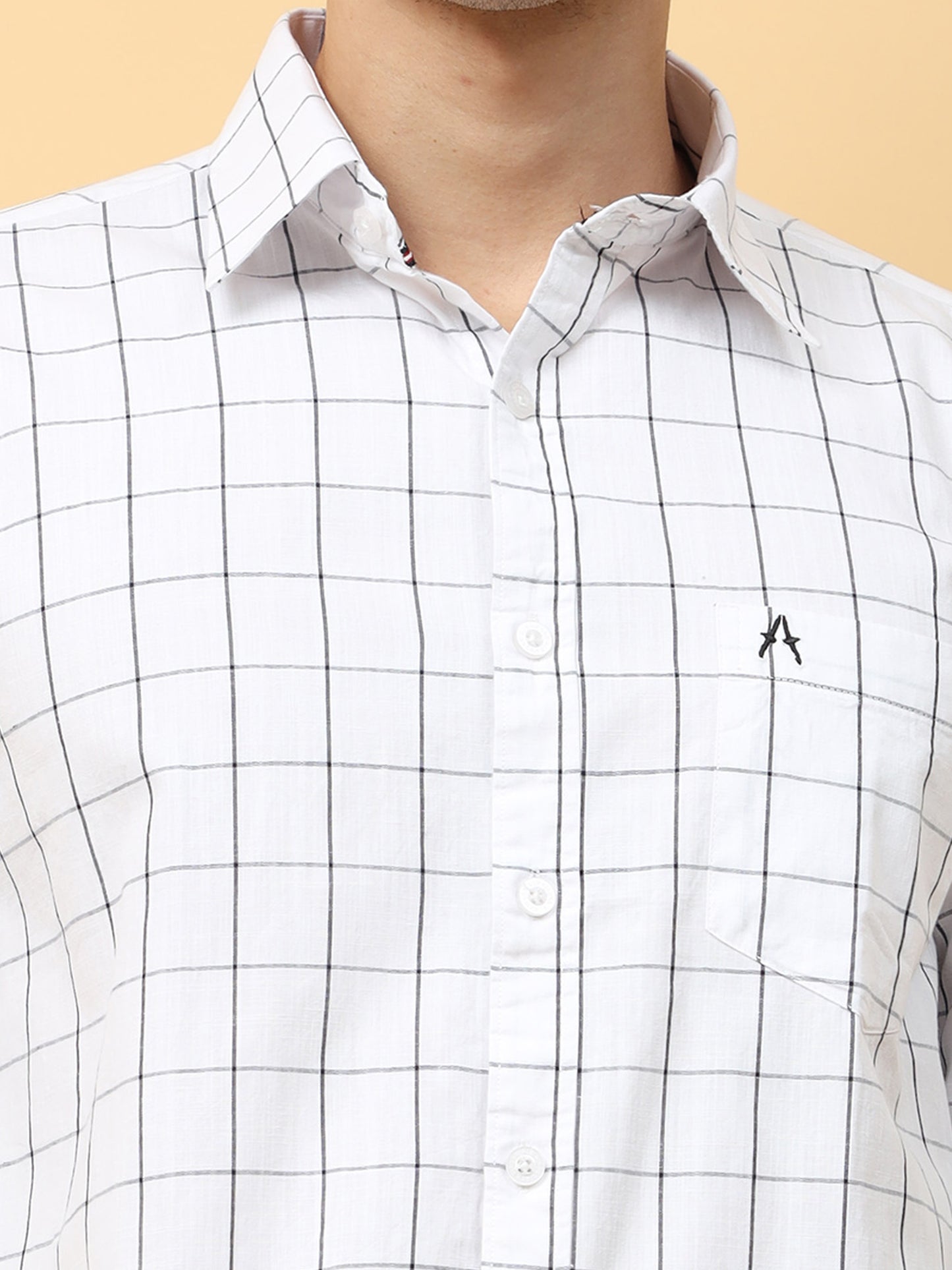 white and black Checks premium Cotton shirt for men