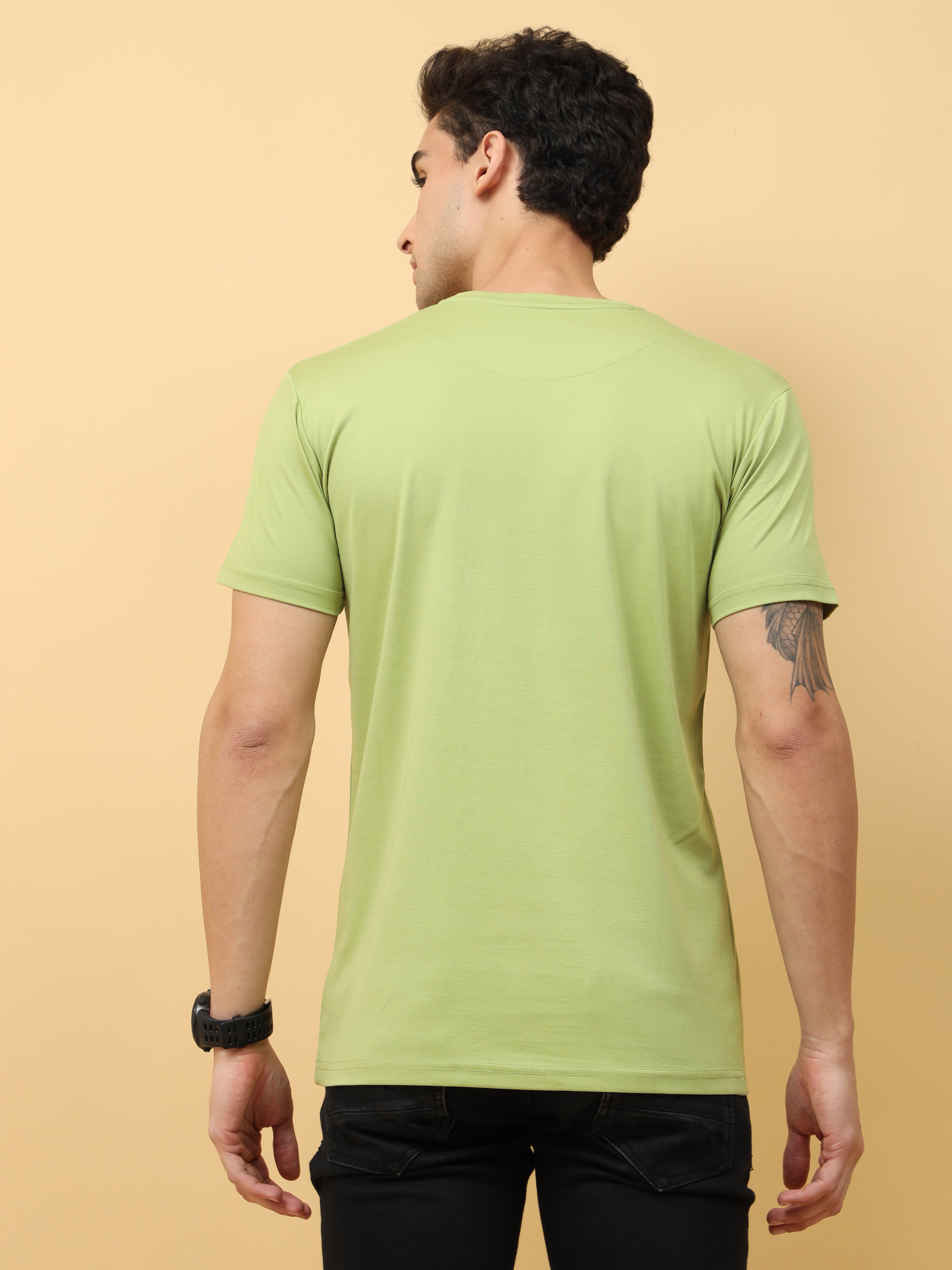 Camiseta clásica italiana con estampado de albatros verde pistacho vintage para hombre