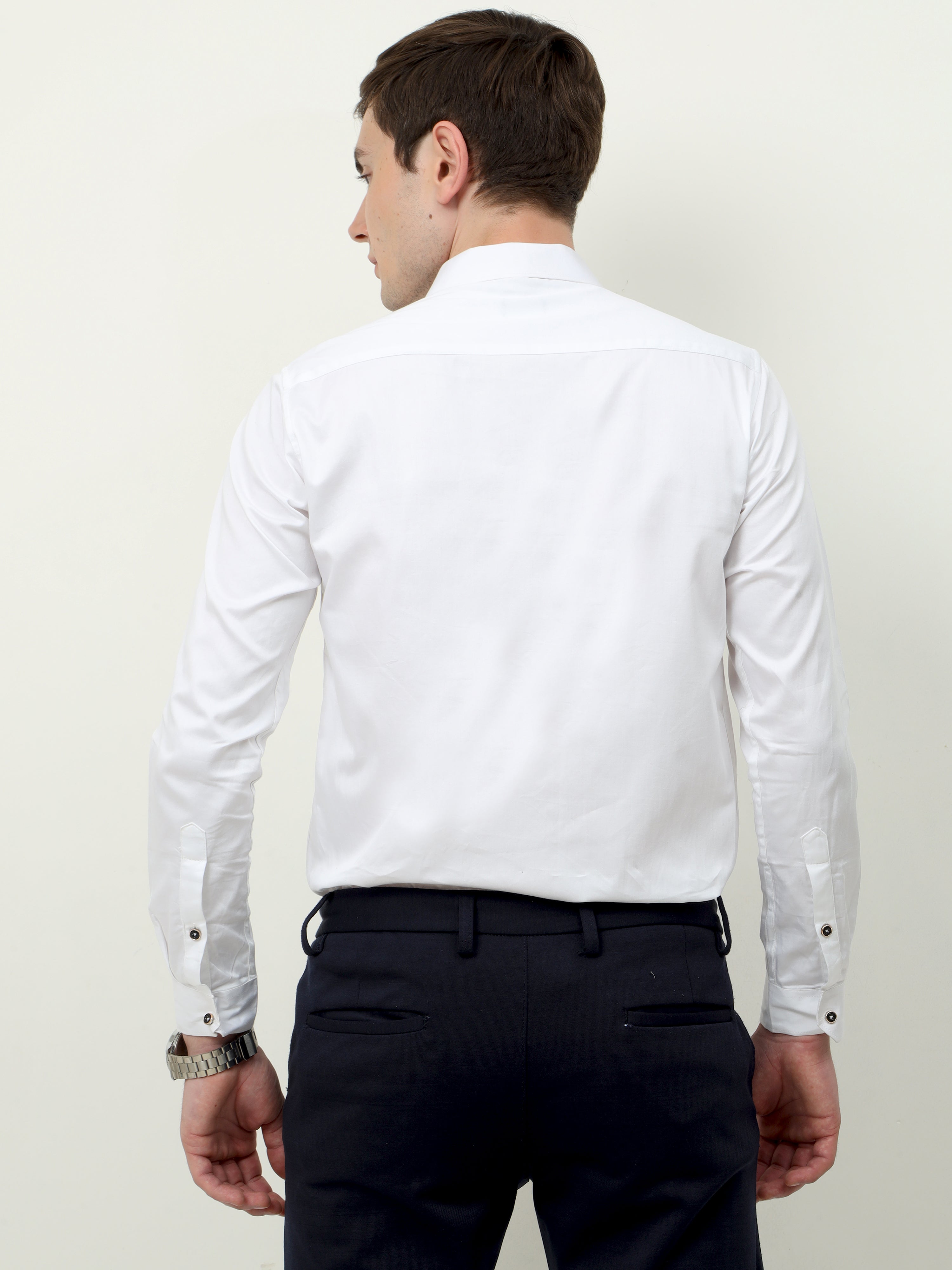 White premium tuxedo party shirt for men