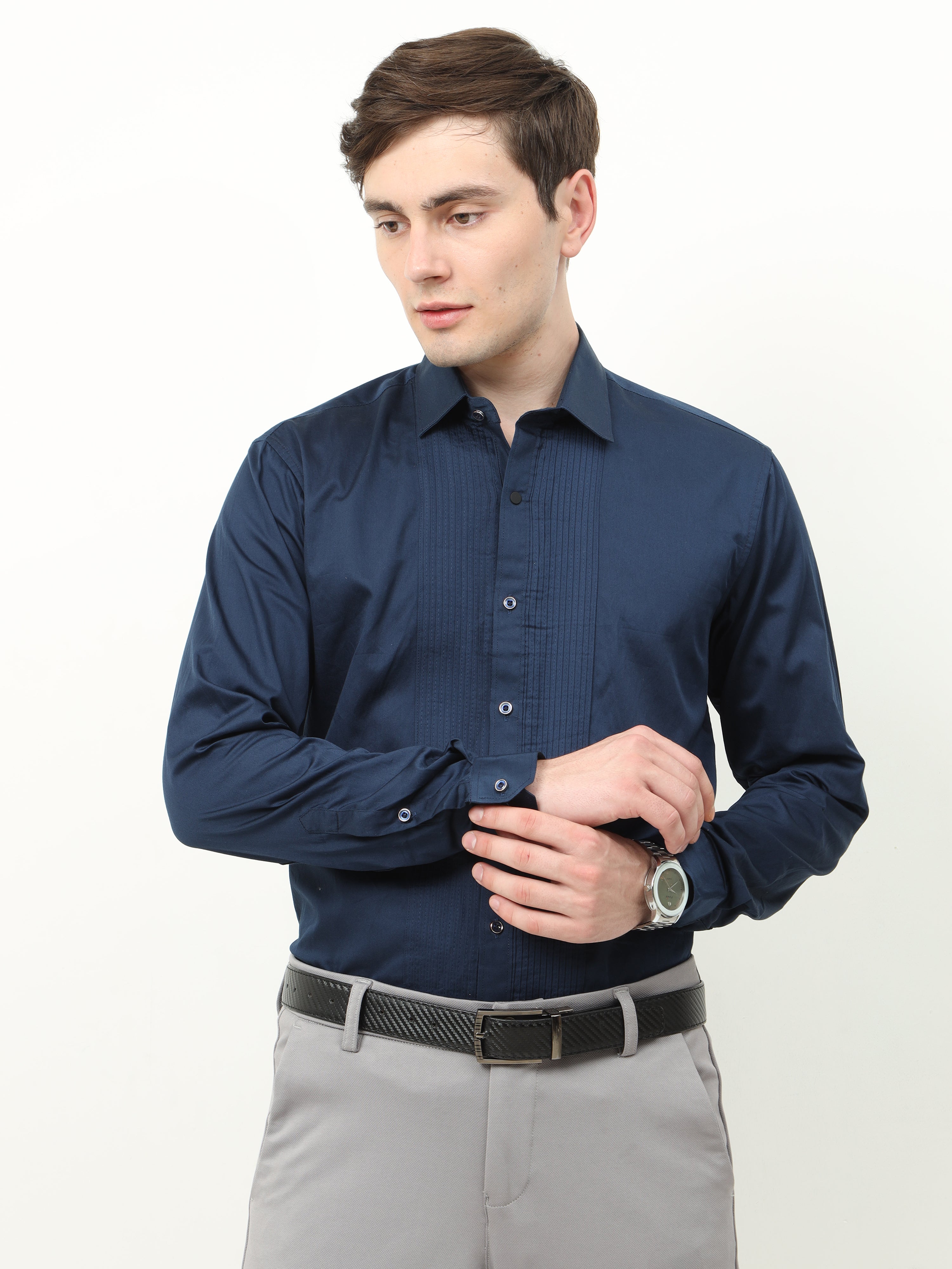 Navy Blue premium tuxedo party shirt for men