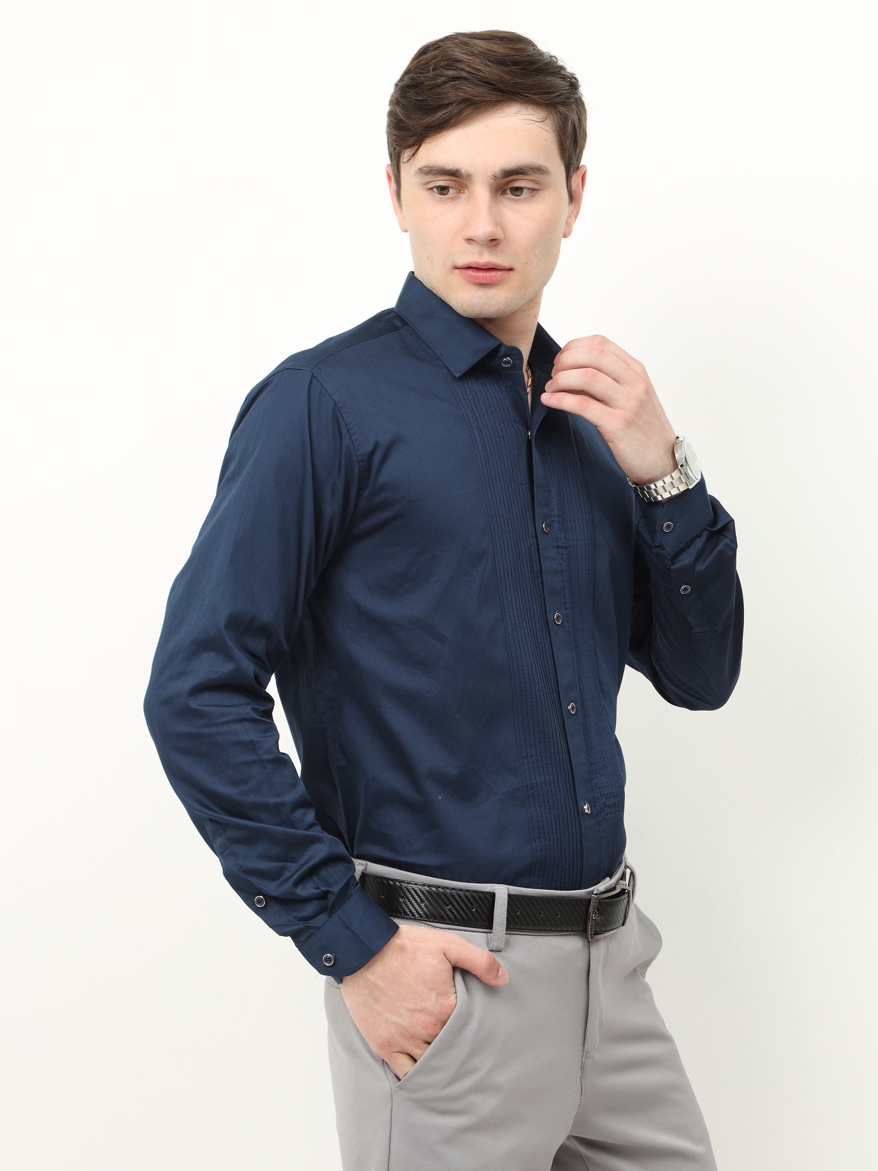 Navy Blue premium tuxedo party shirt for men