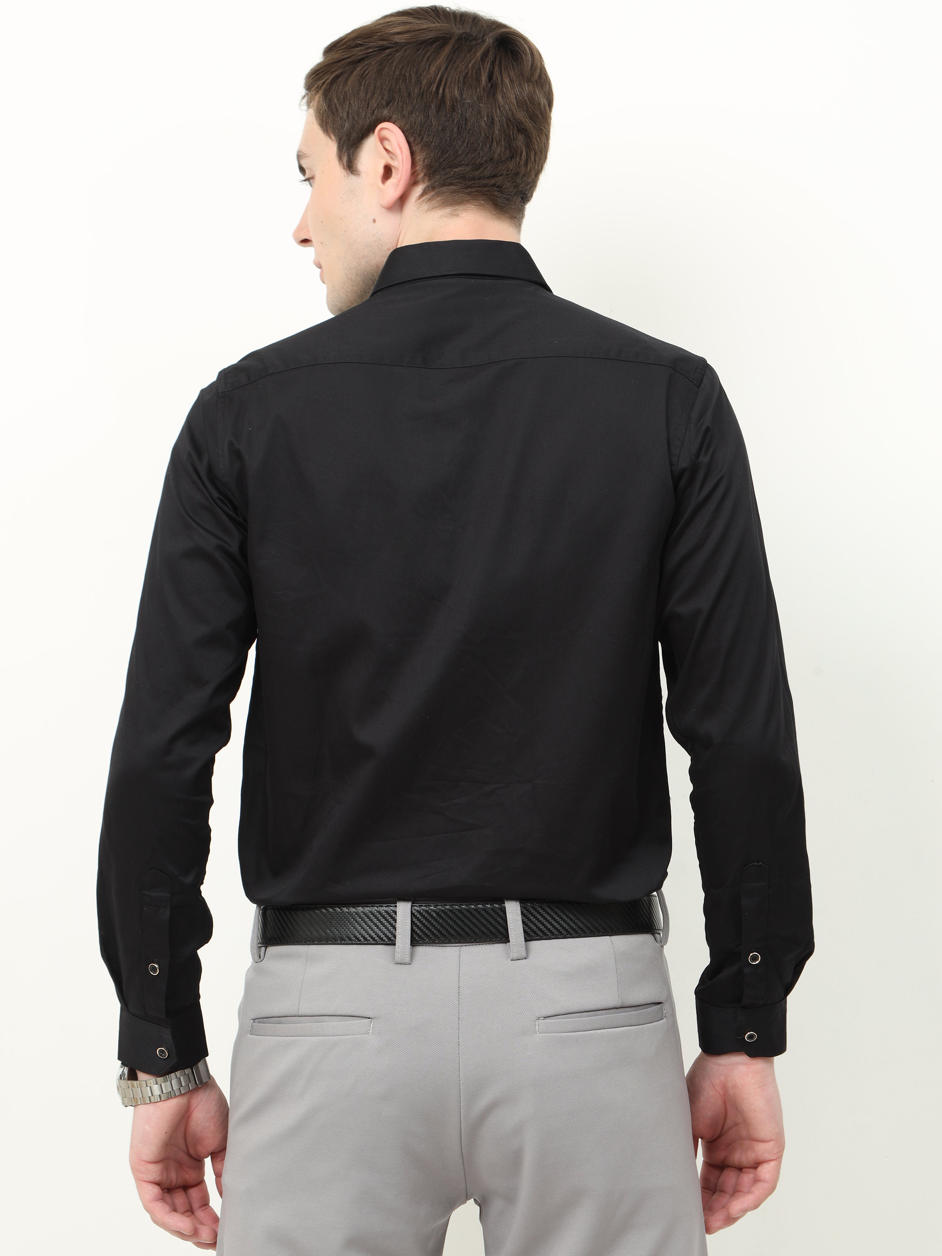 Black premium tuxedo party shirt for men