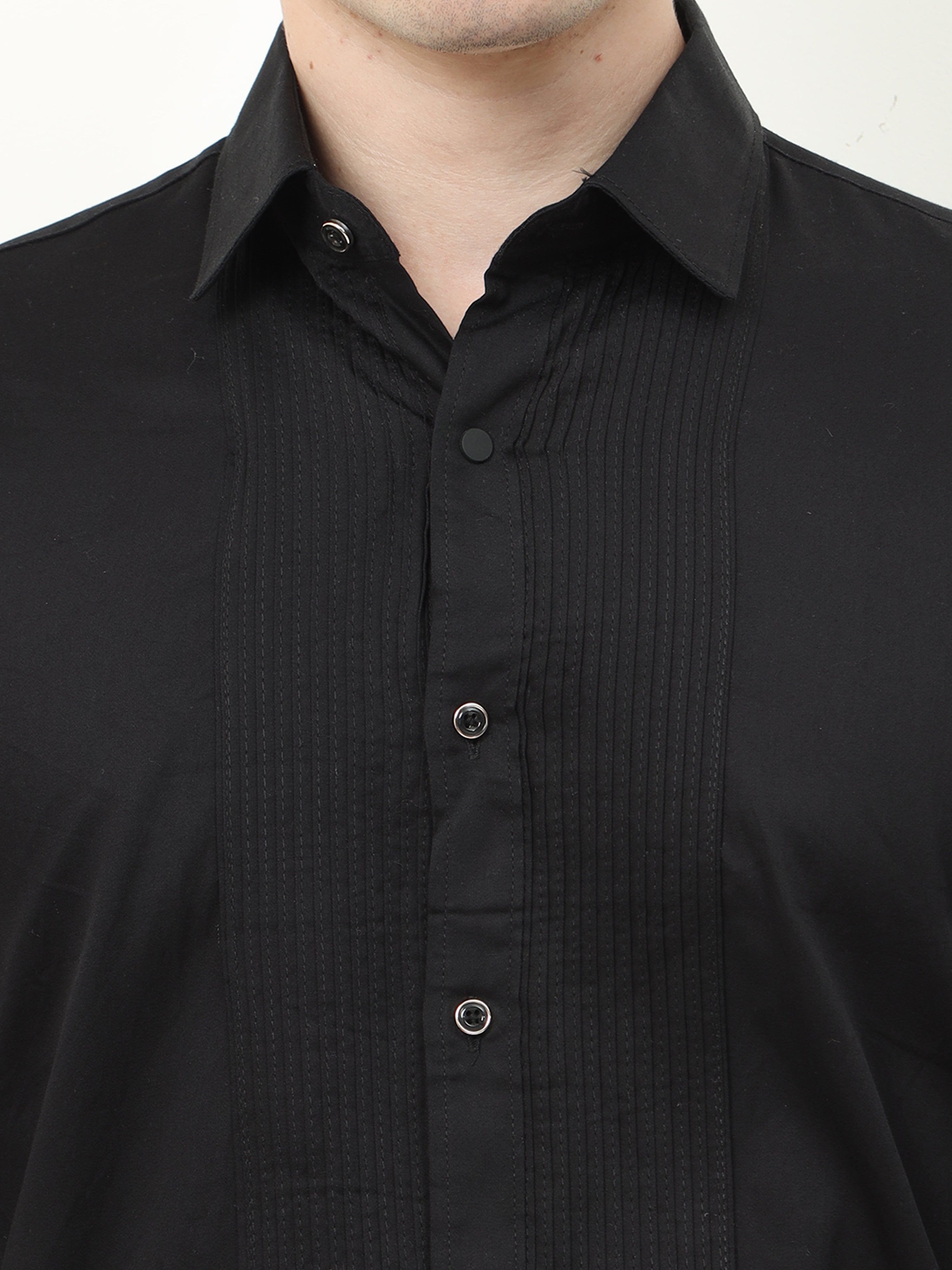 Black premium tuxedo party shirt for men