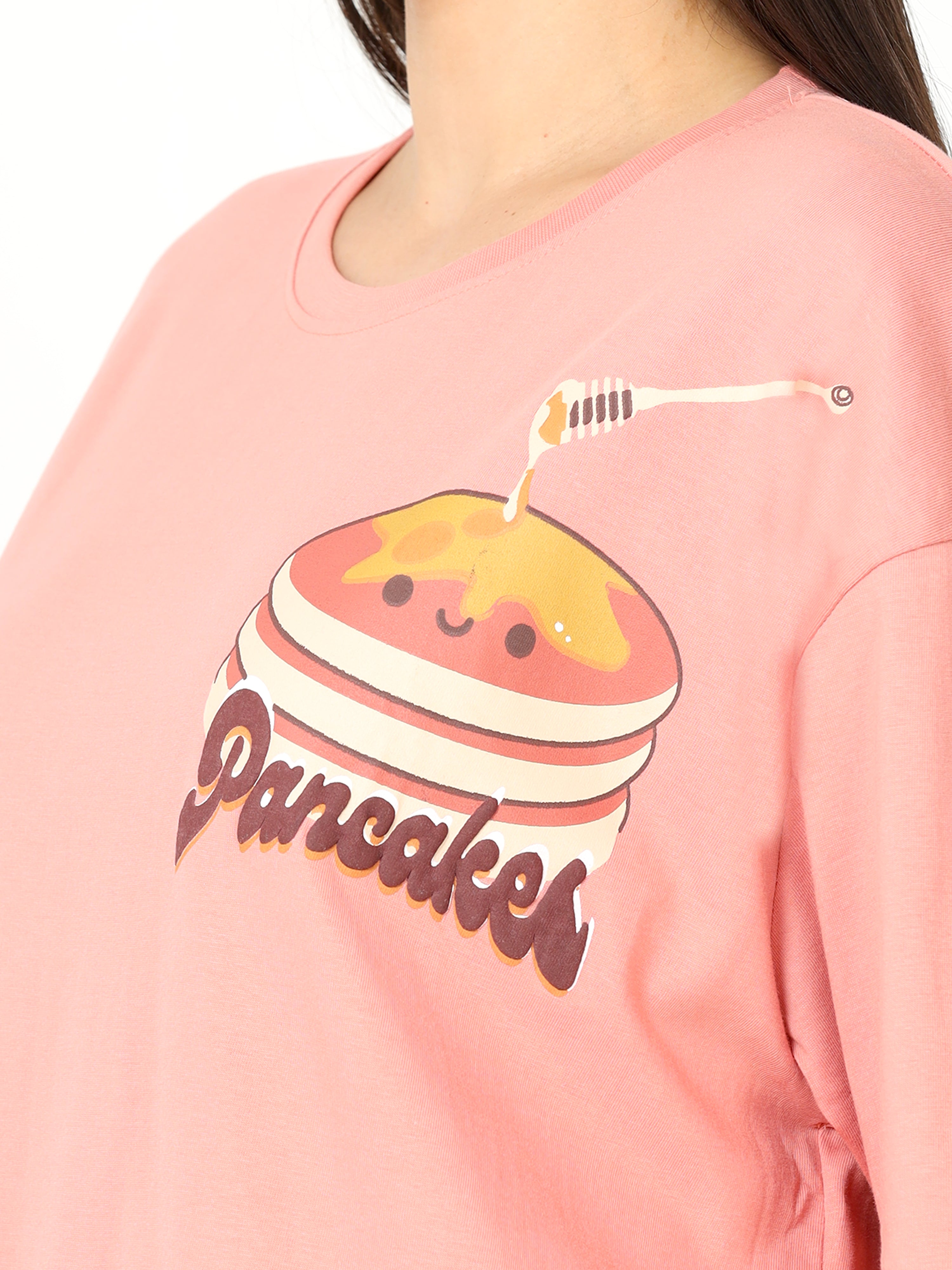 Rose Gold Pancake Printed Oversized T-shirt for women