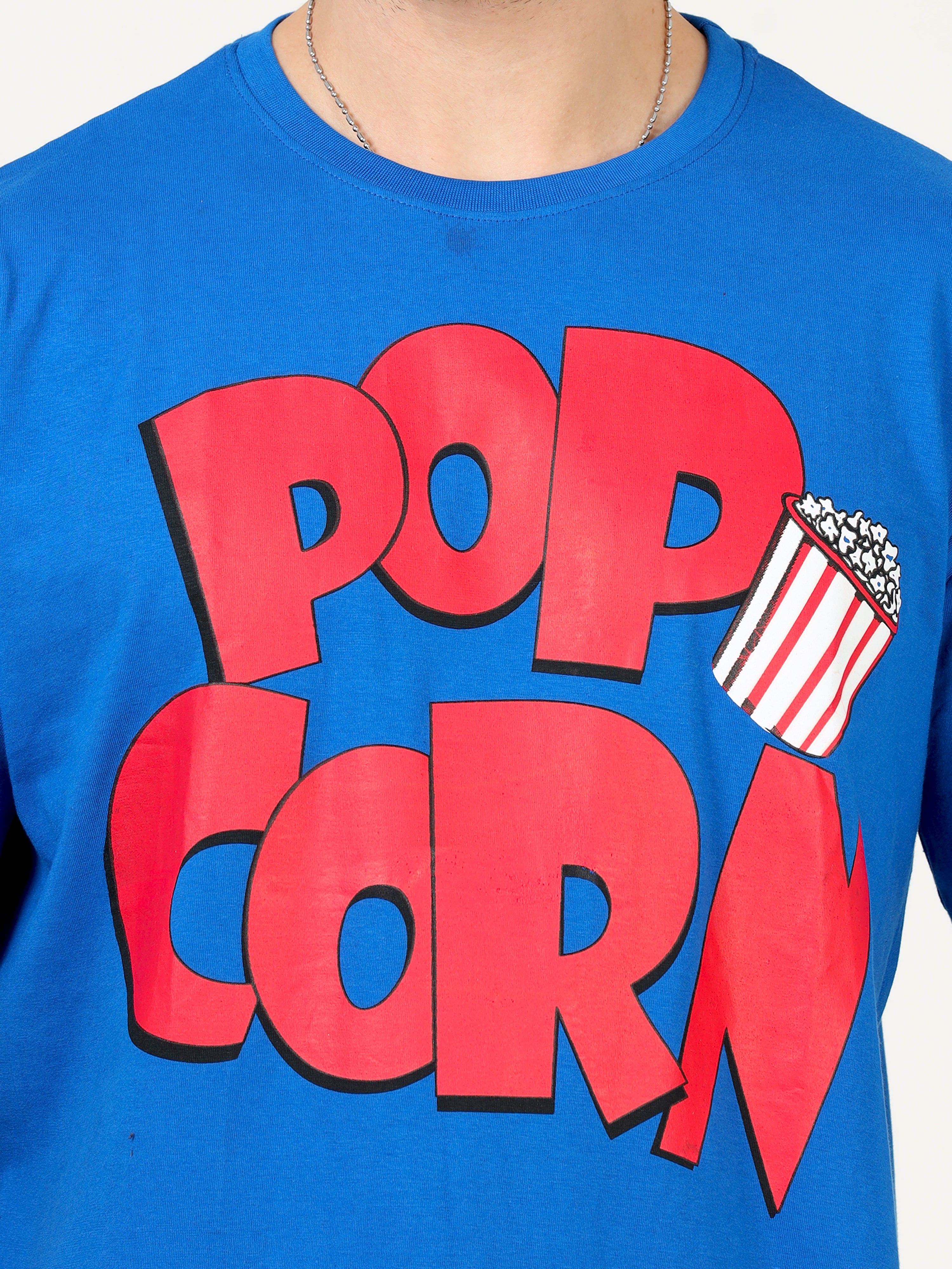 Blue POPCORN Printed Oversized T-shirt - UNISEX