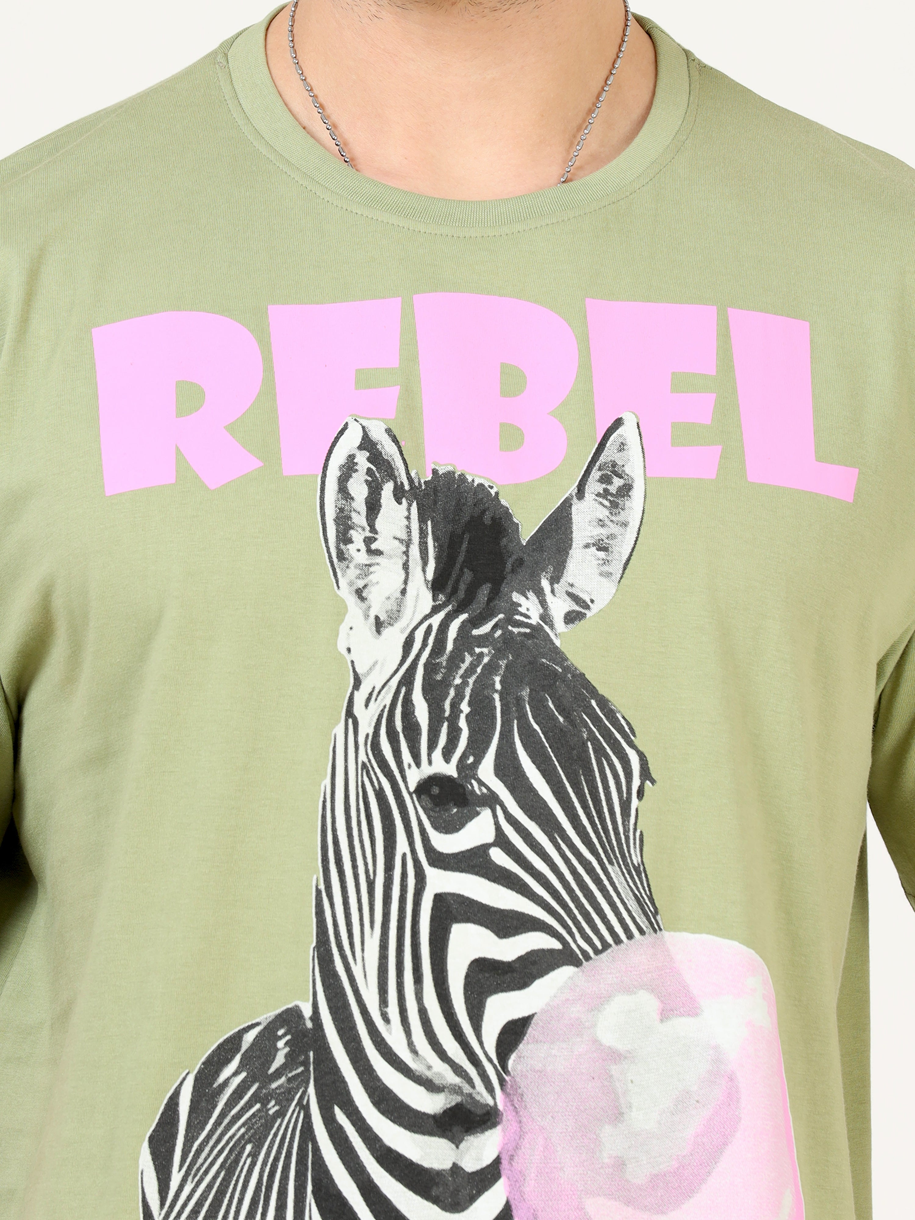 Sea Green Rebel Zebra Printed Oversized T-shirt - UNISEX