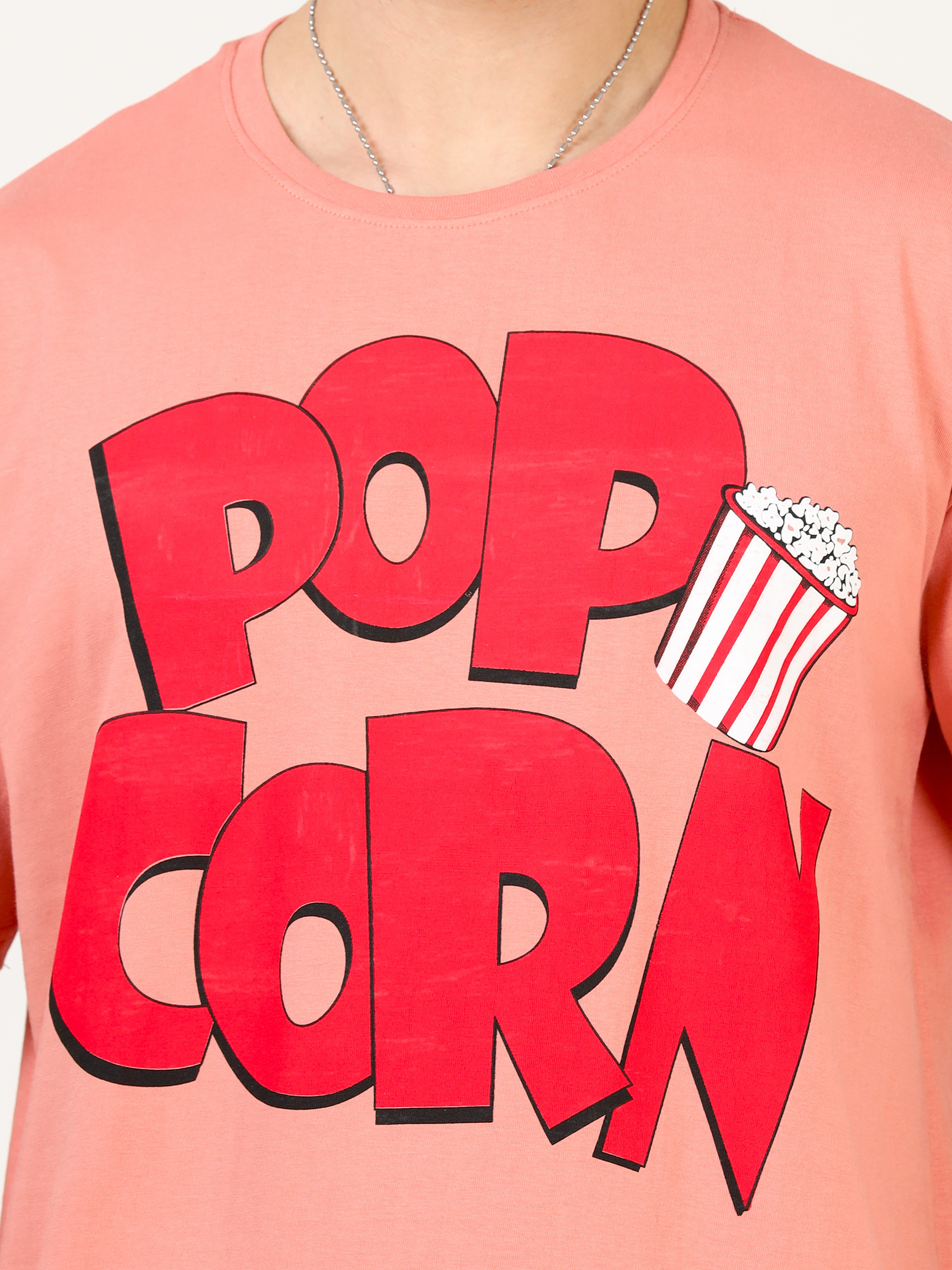 Rose Gold POPCORN Printed Oversized T-shirt - UNISEX