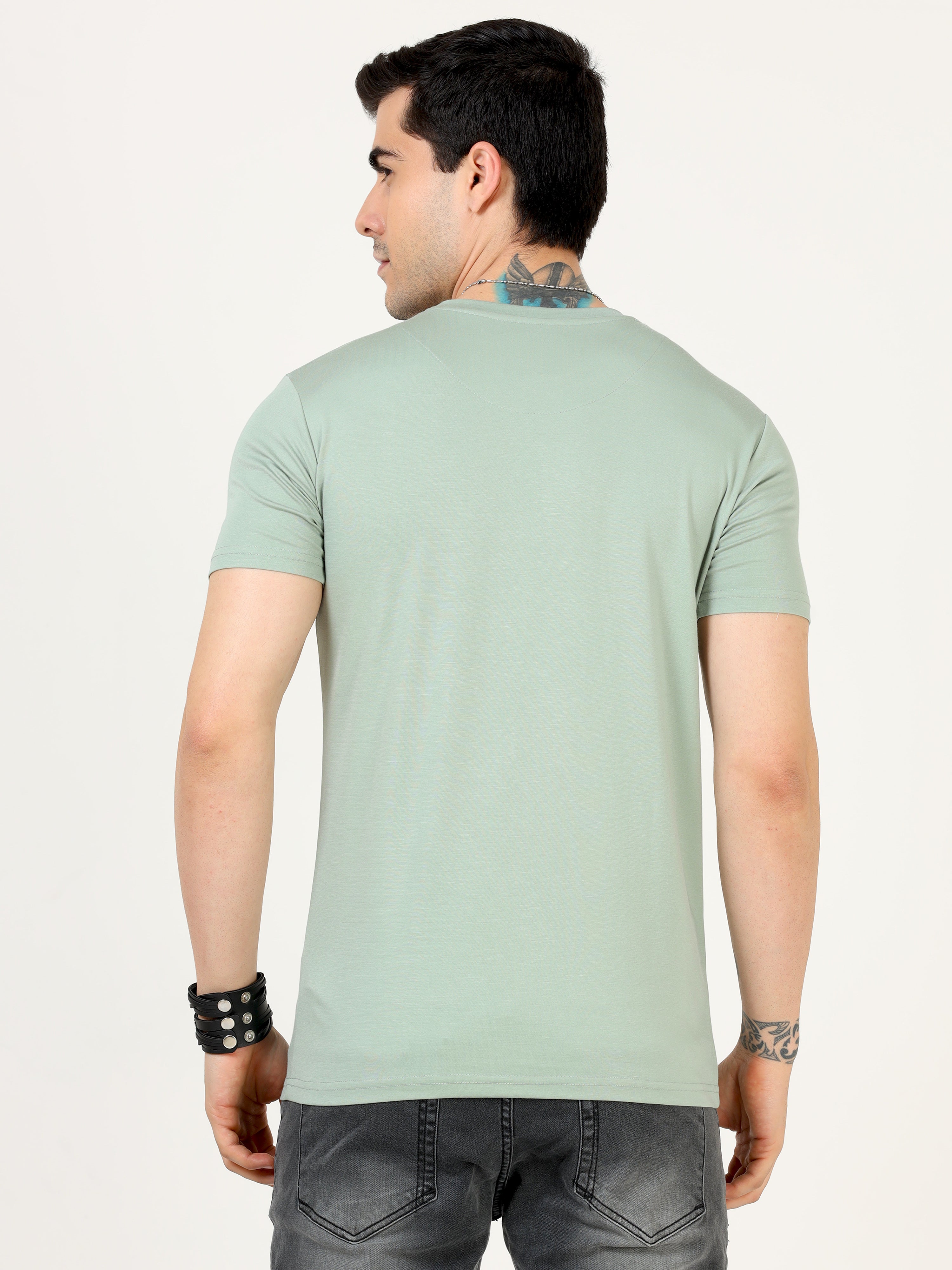 Classic Italian Sea Green Cuphead  printed T-shirt for men