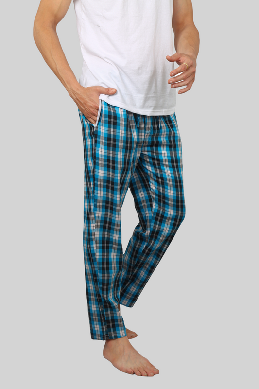 Sky Blue soft and super comfortable checkered pajamas for men