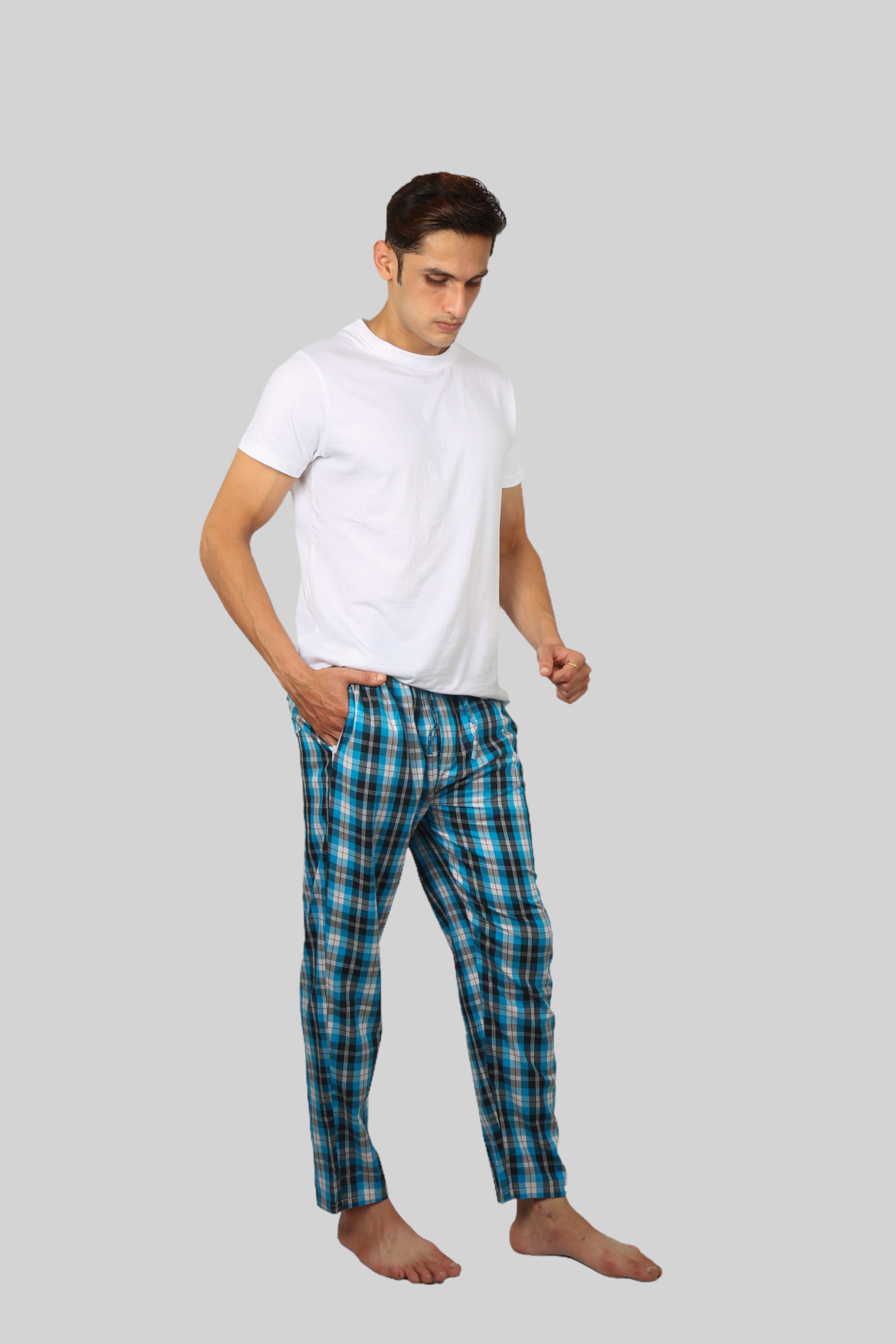 Sky Blue soft and super comfortable checkered pajamas for men