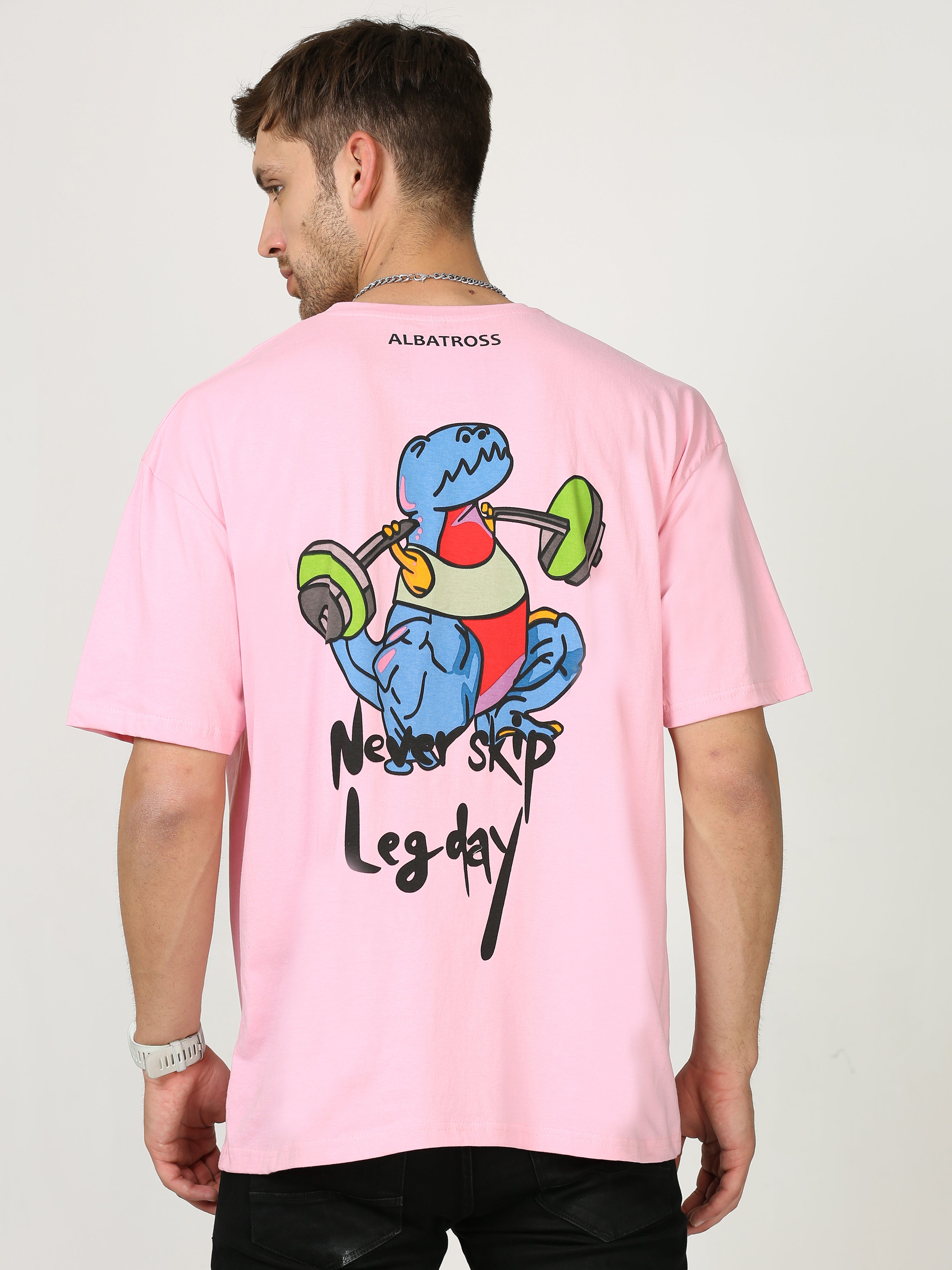 Pink Never Skip Leg day Oversized T-shirt