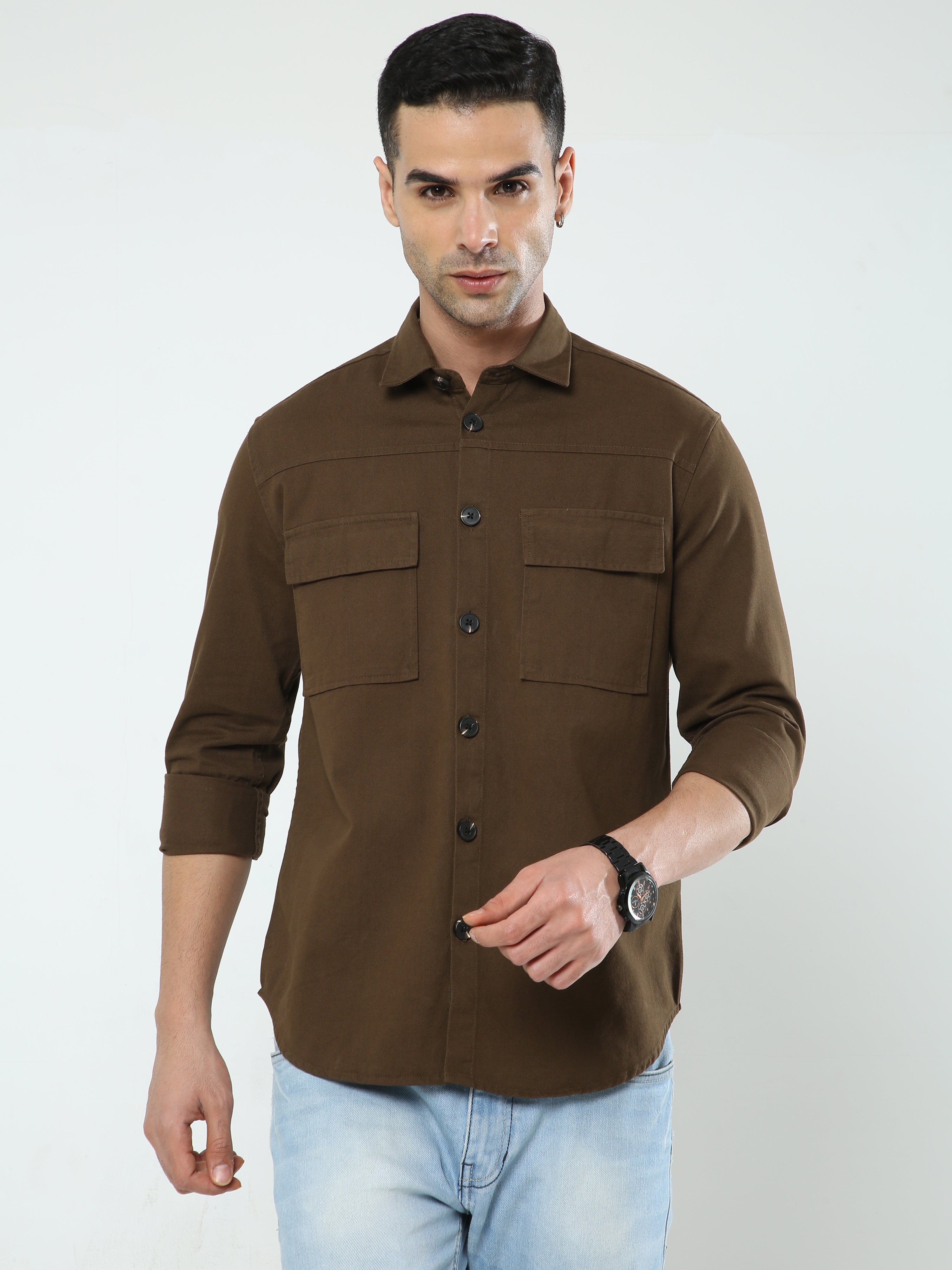 Albatross Dark Brown Shacket for men