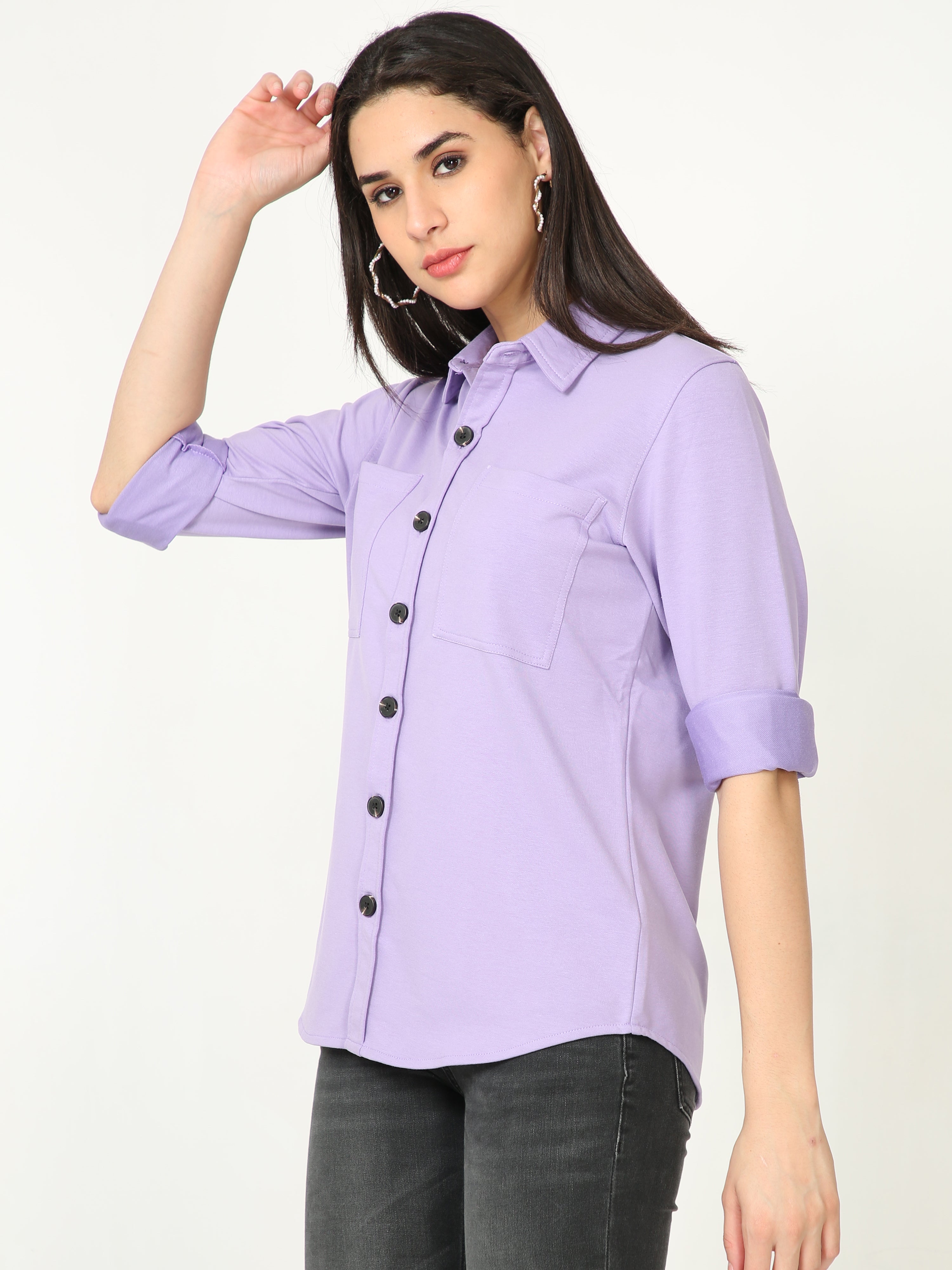 Purple Double Pocket Royal Knit Overshirt - UNISEX