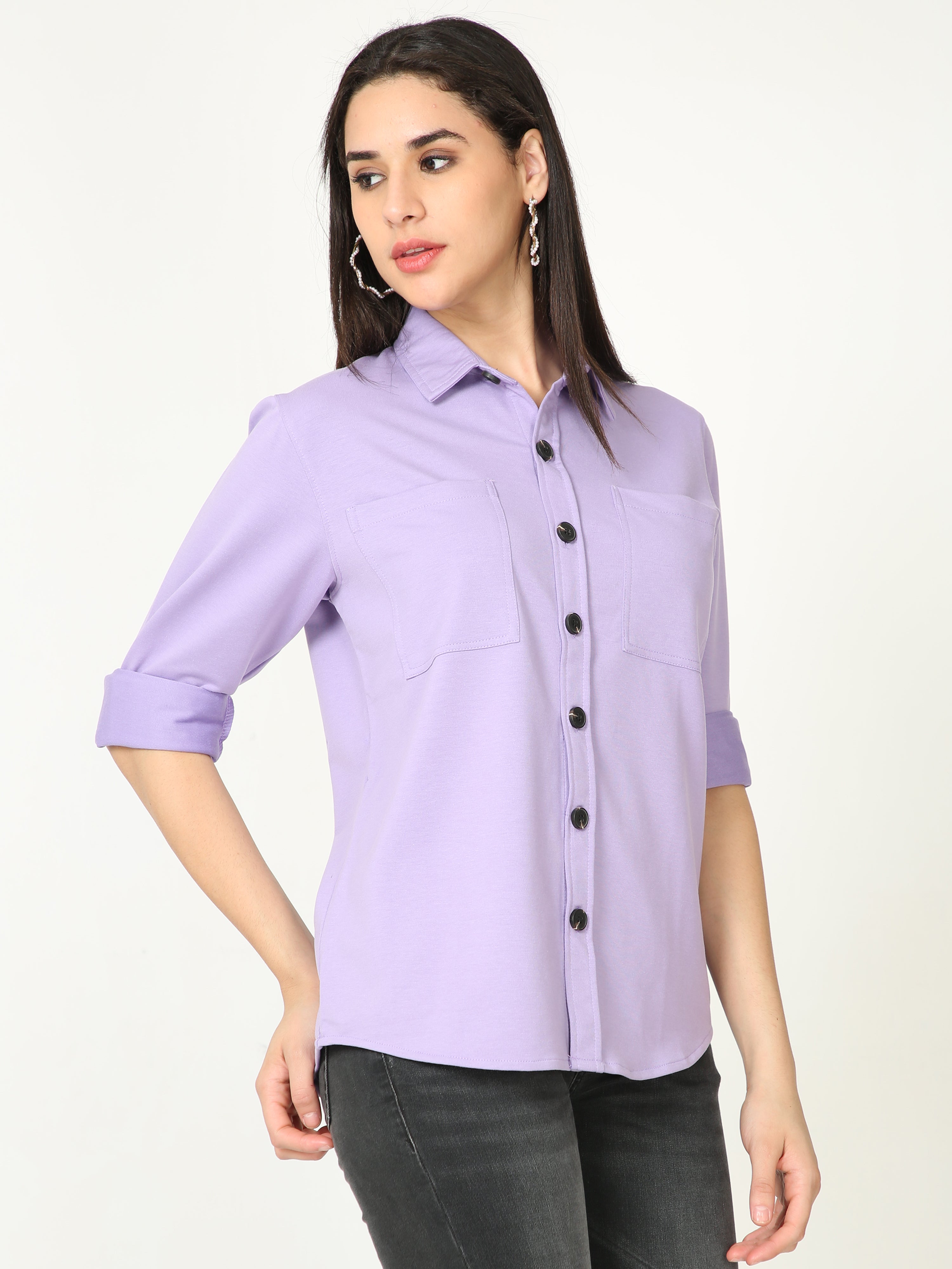 Purple Double Pocket Royal Knit Overshirt - UNISEX