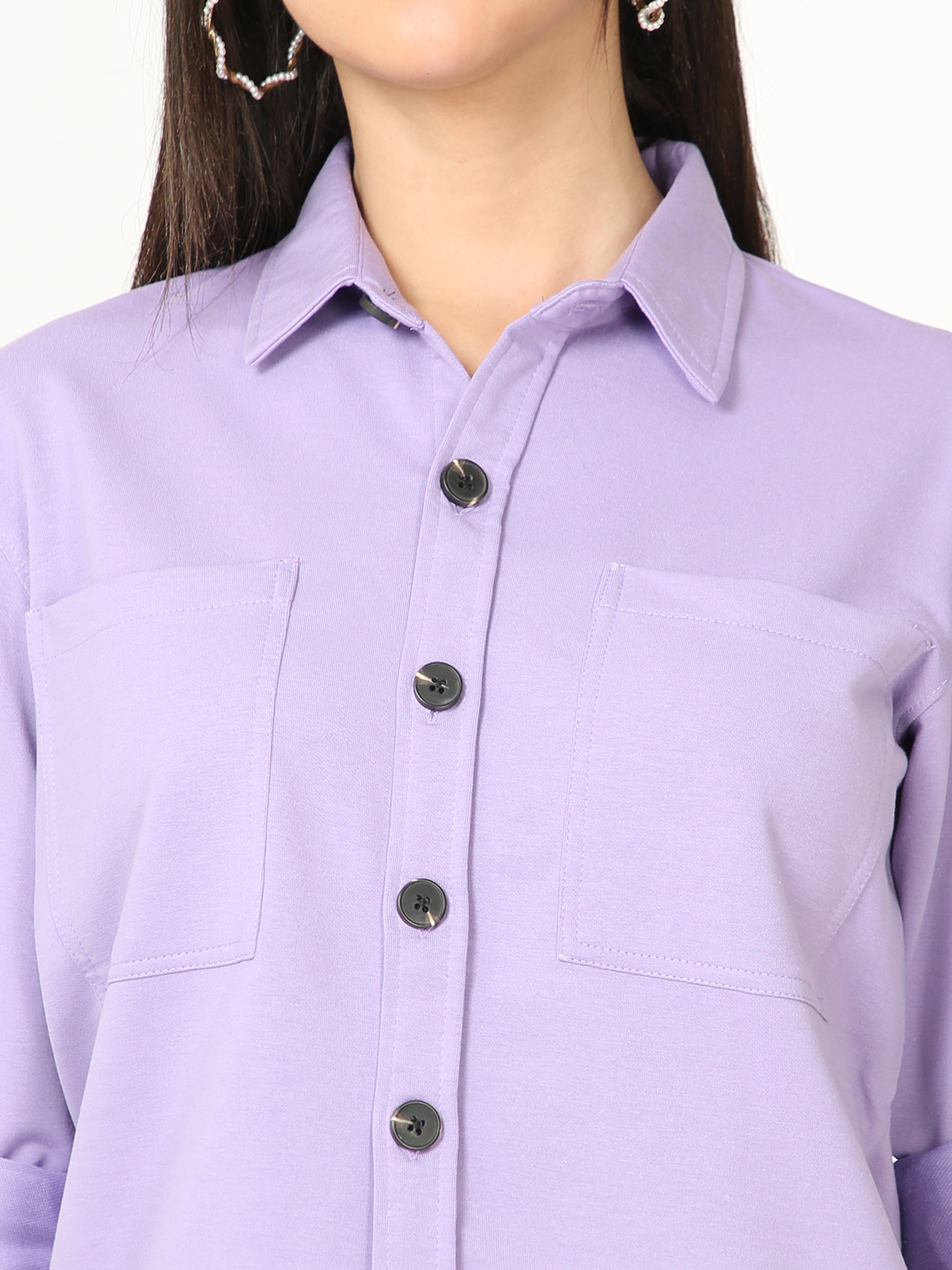 Purple Double Pocket Royal Knit Overshirt - UNISEX