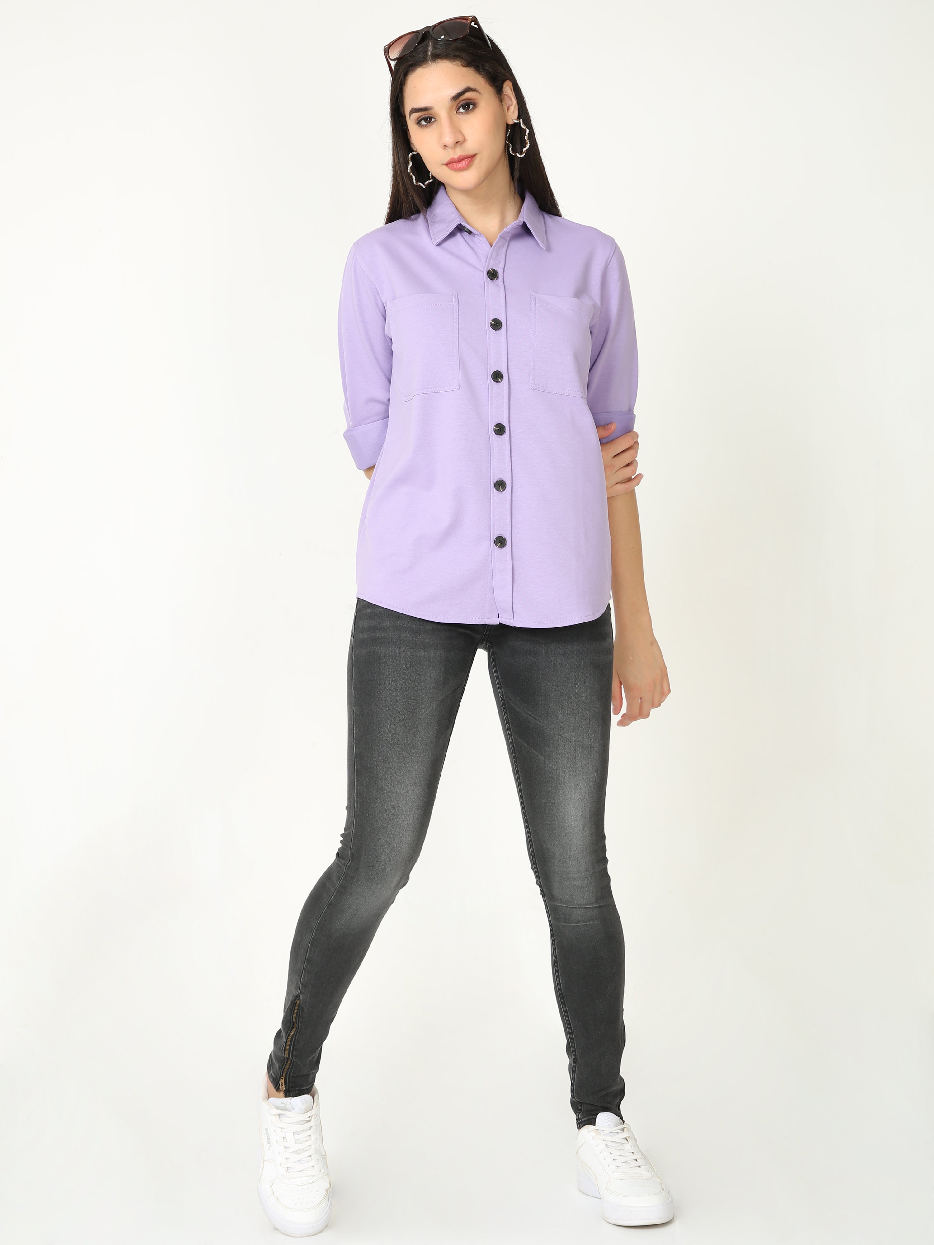 Purple Double Pocket Royal Knit Overshirt - UNISEX