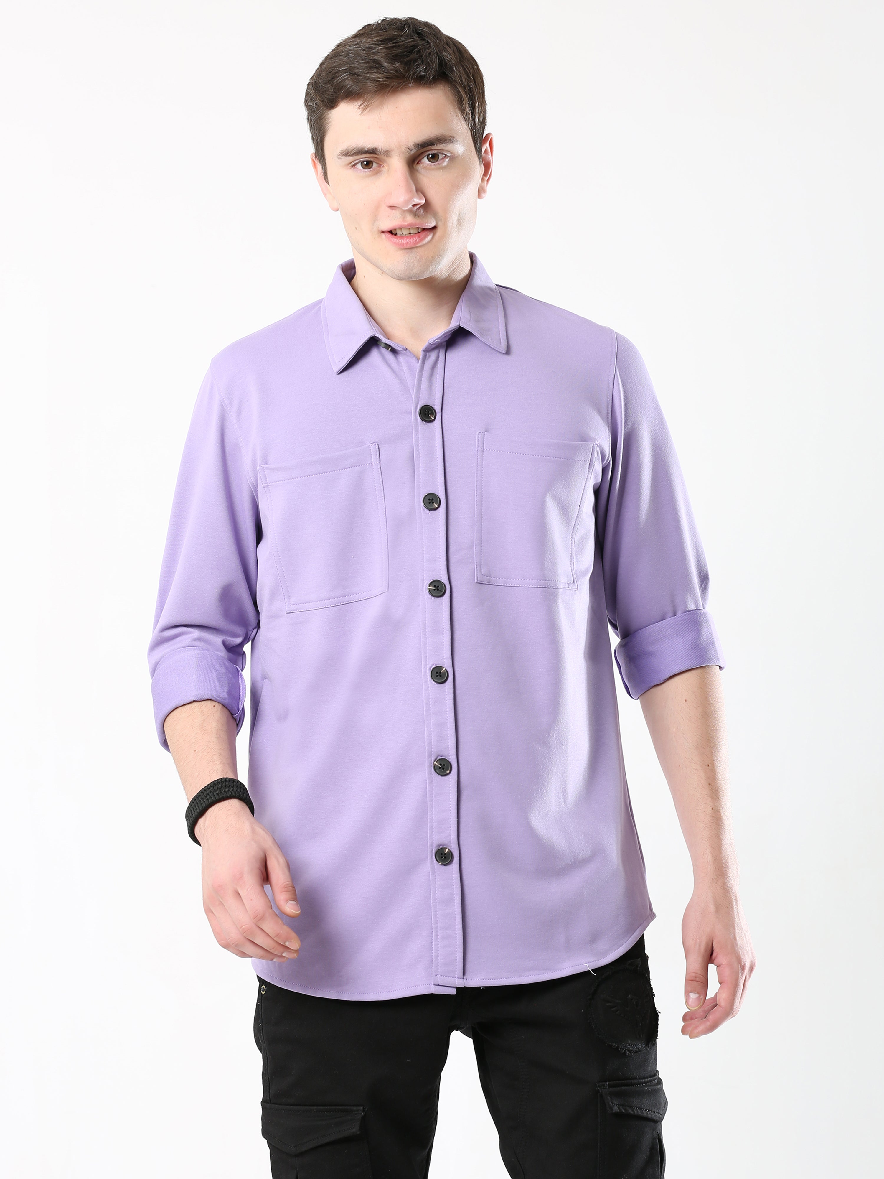 Purple Double Pocket Royal Knit overshirt - UNISEX