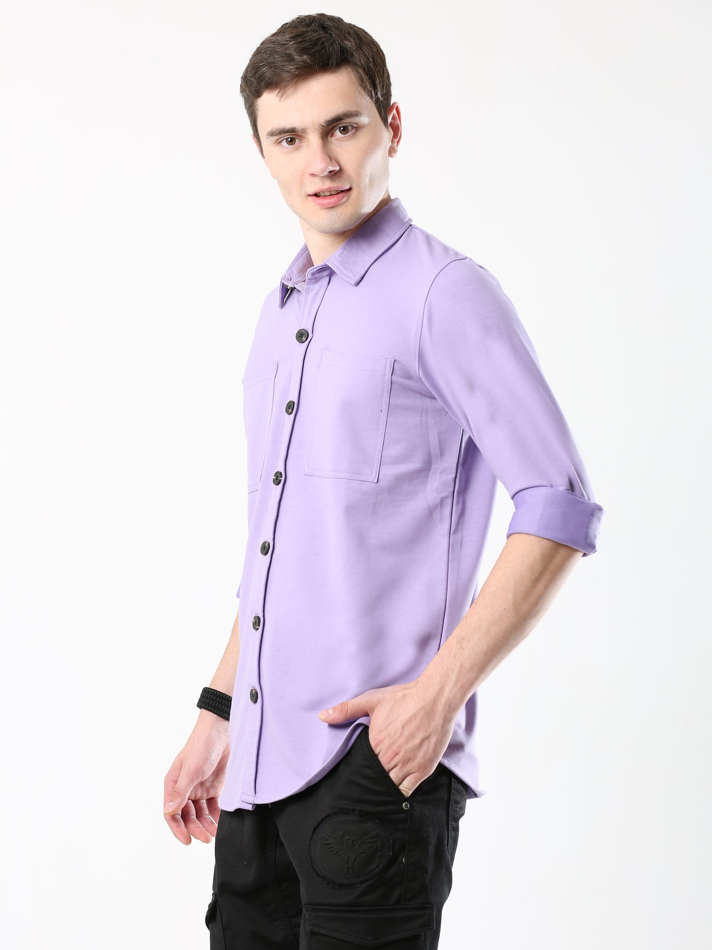 Purple Double Pocket Royal Knit overshirt - UNISEX