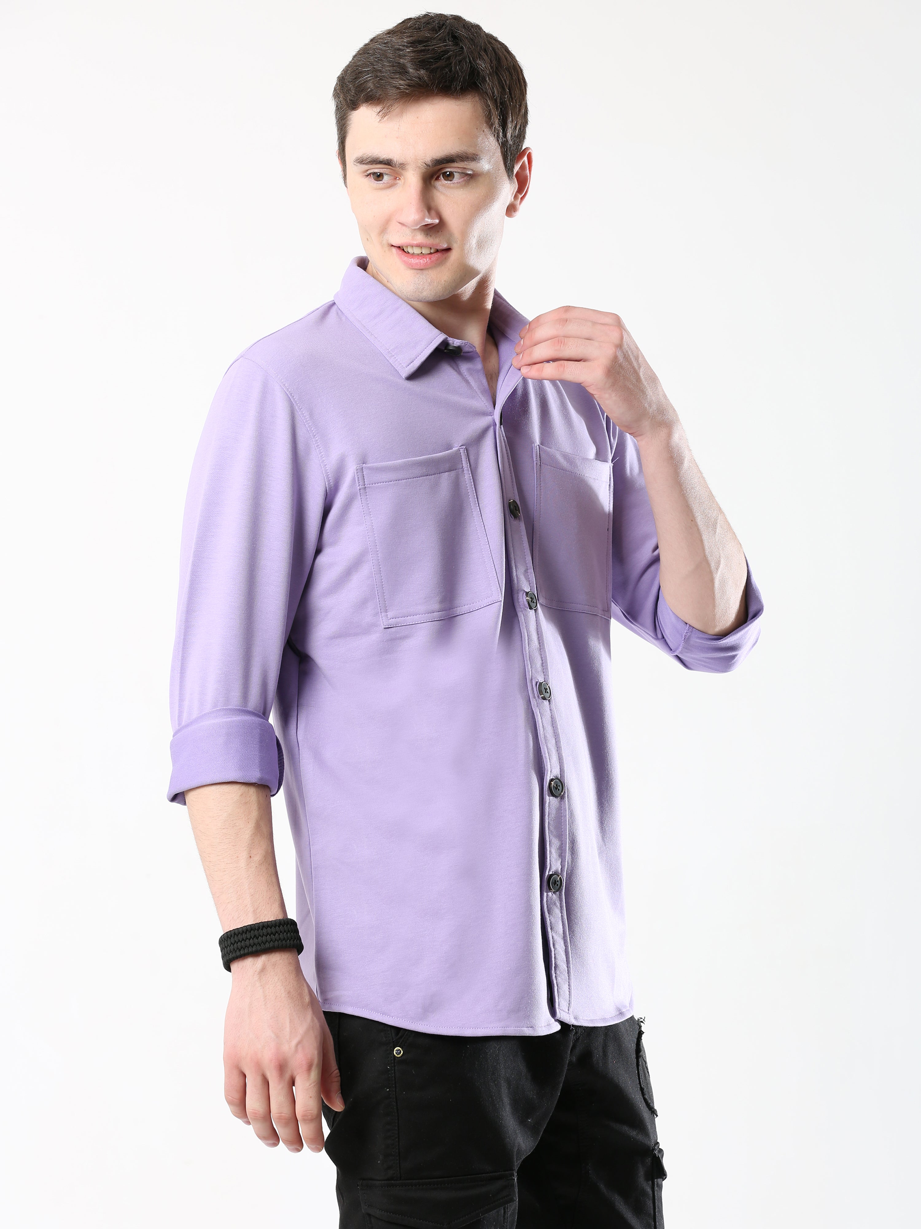 Purple Double Pocket Royal Knit overshirt - UNISEX