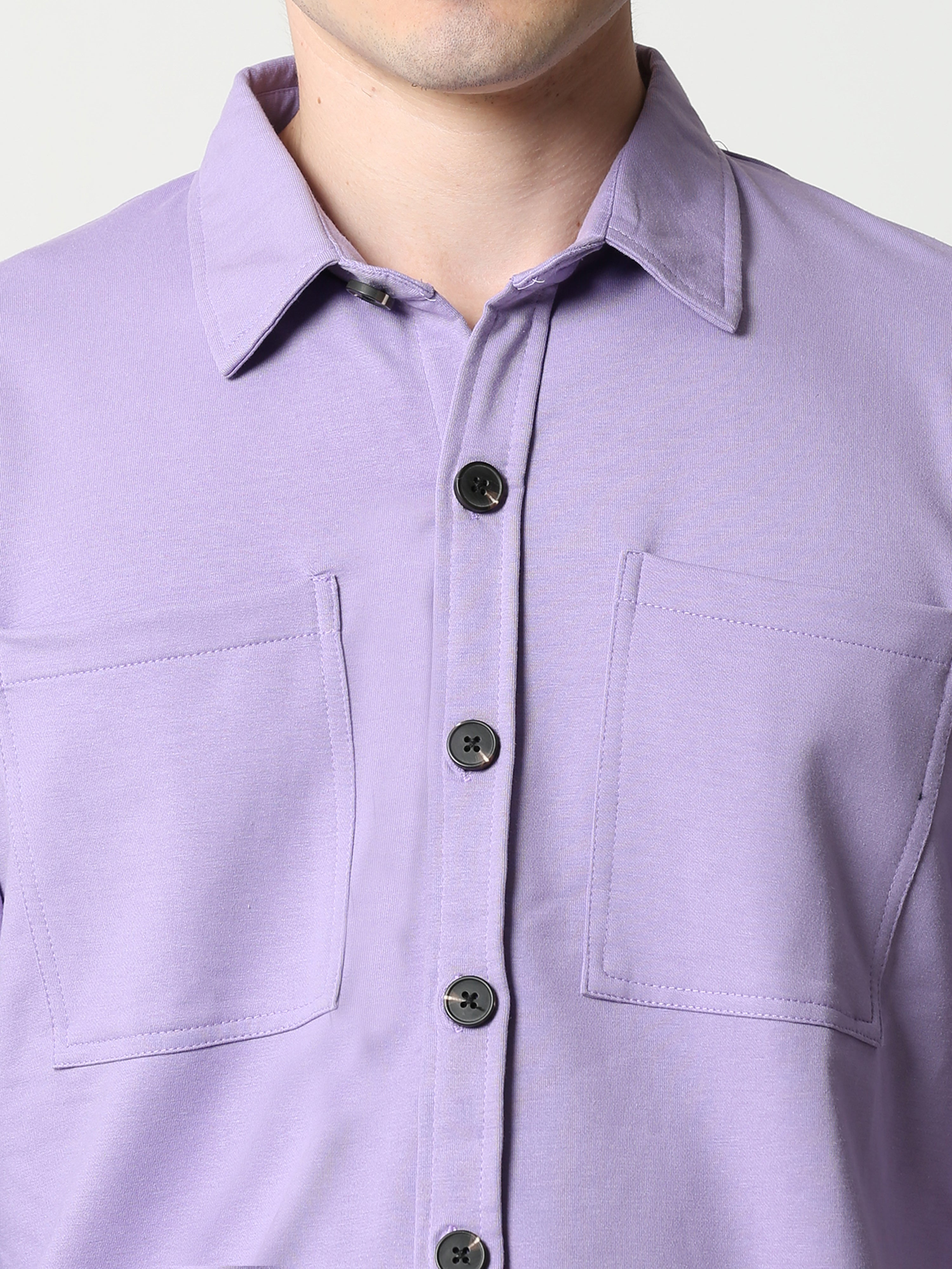 Purple Double Pocket Royal Knit overshirt - UNISEX