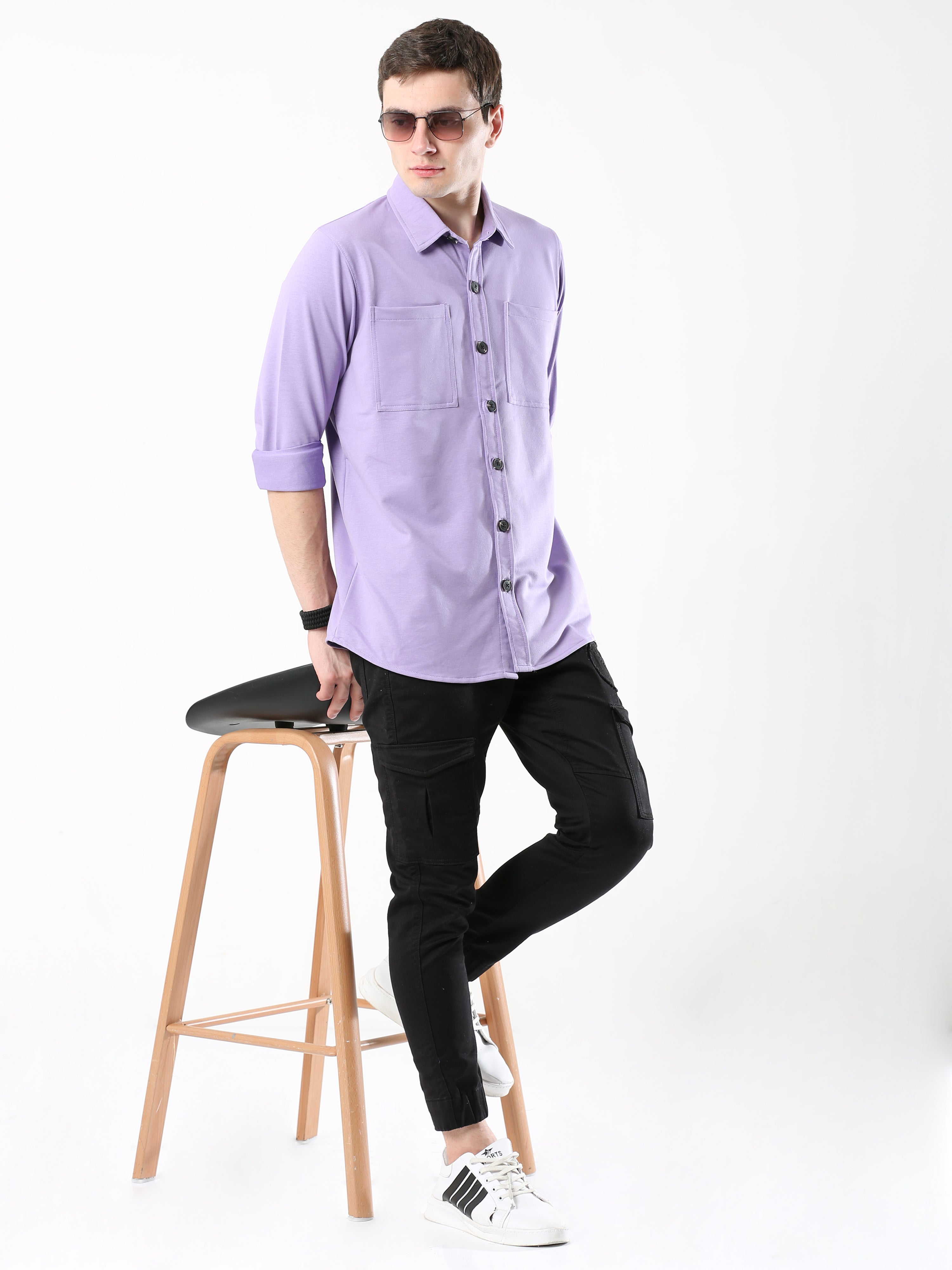 Purple Double Pocket Royal Knit overshirt - UNISEX