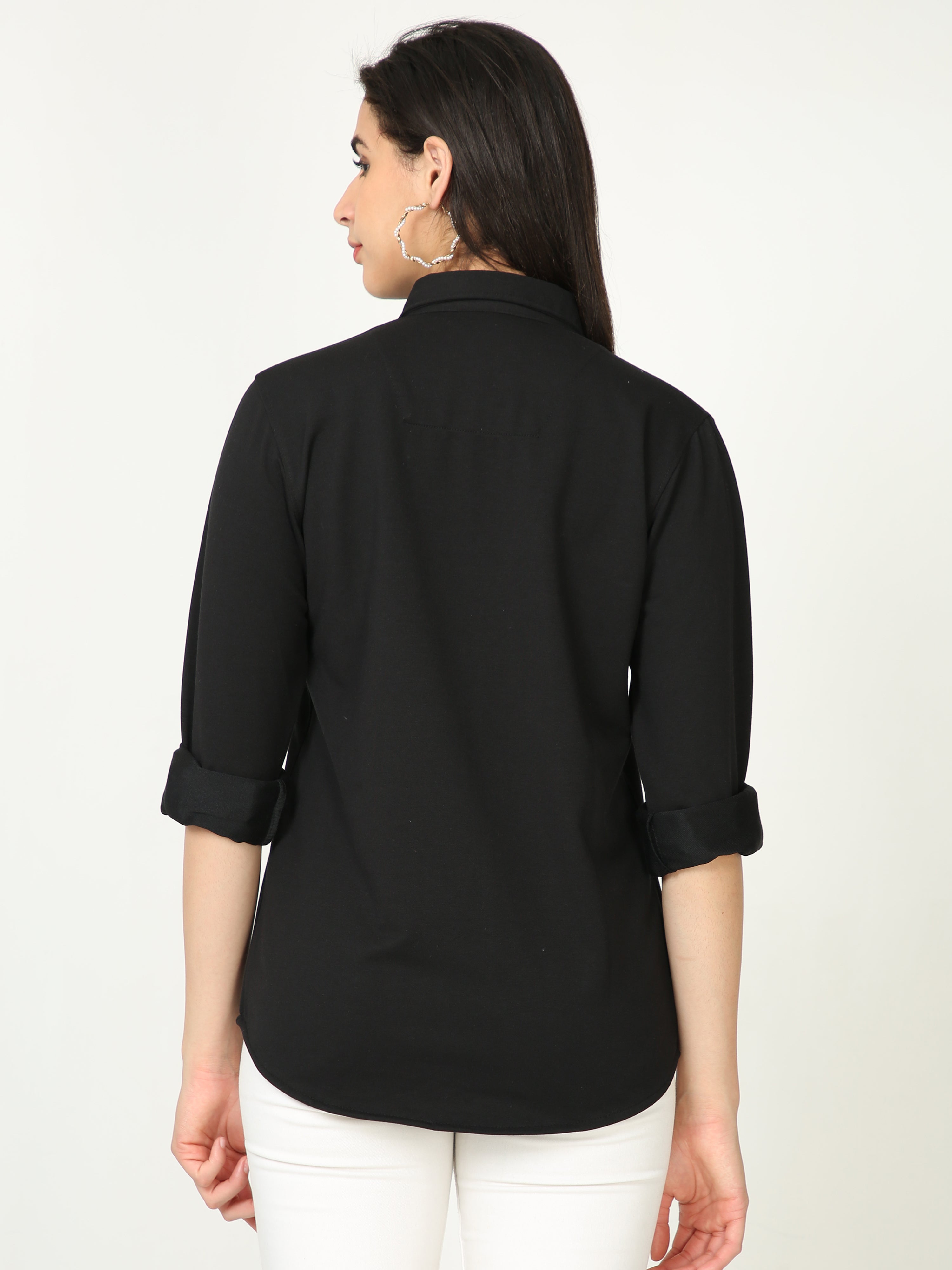 Black Double Pocket Royal Knit Overshirt - UNISEX