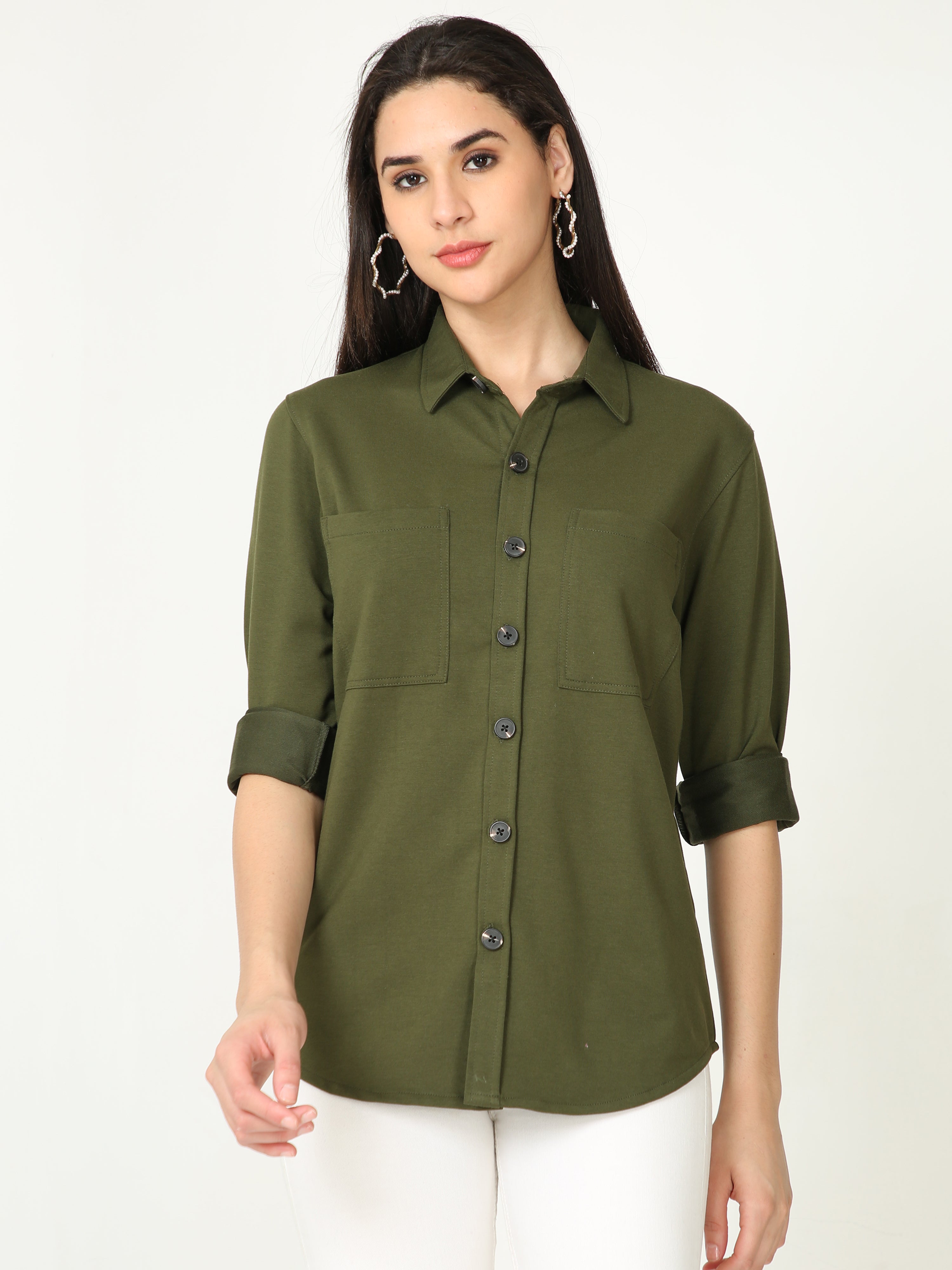 Green Double Pocket Royal Knit Overshirt - UNISEX