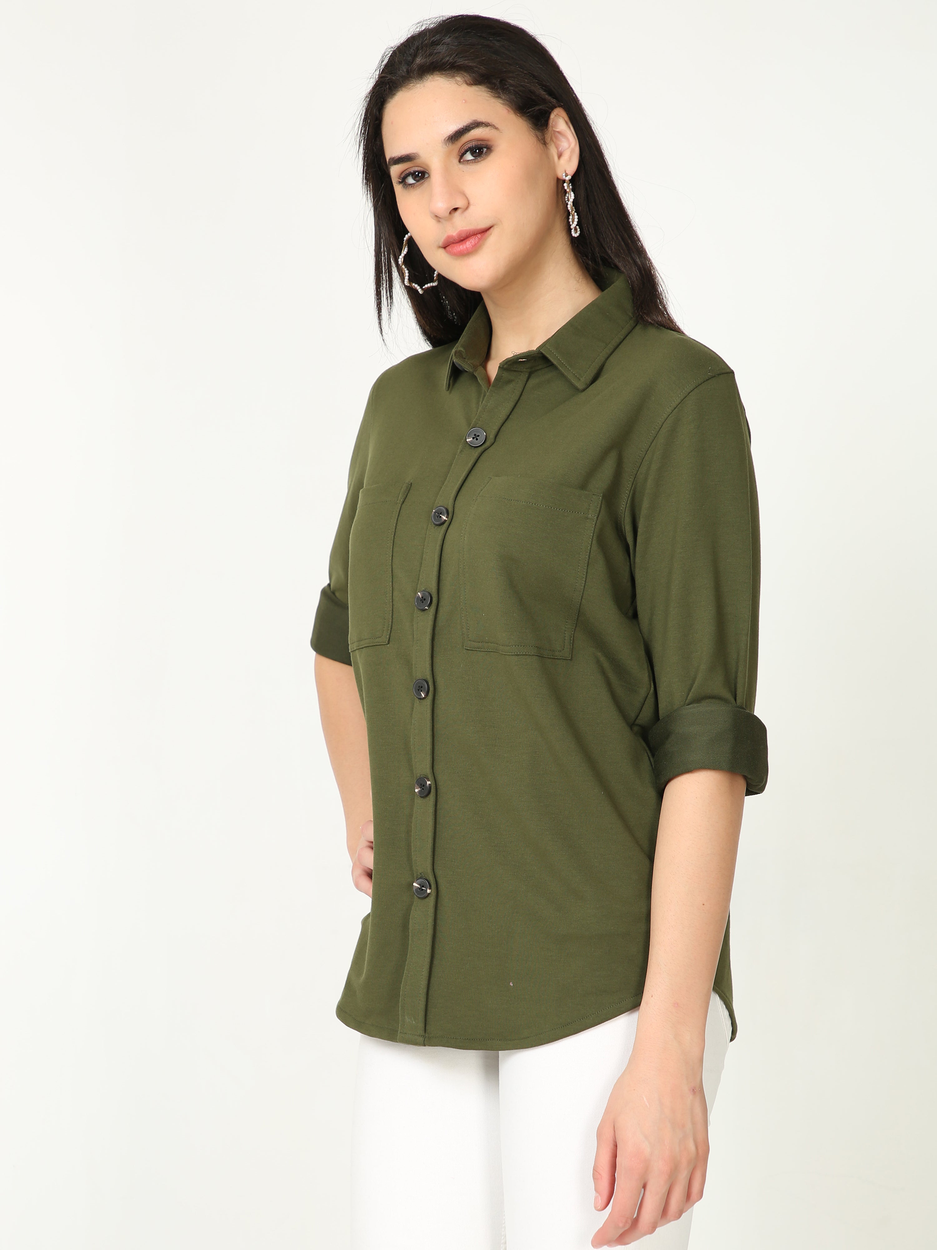 Green Double Pocket Royal Knit Overshirt - UNISEX