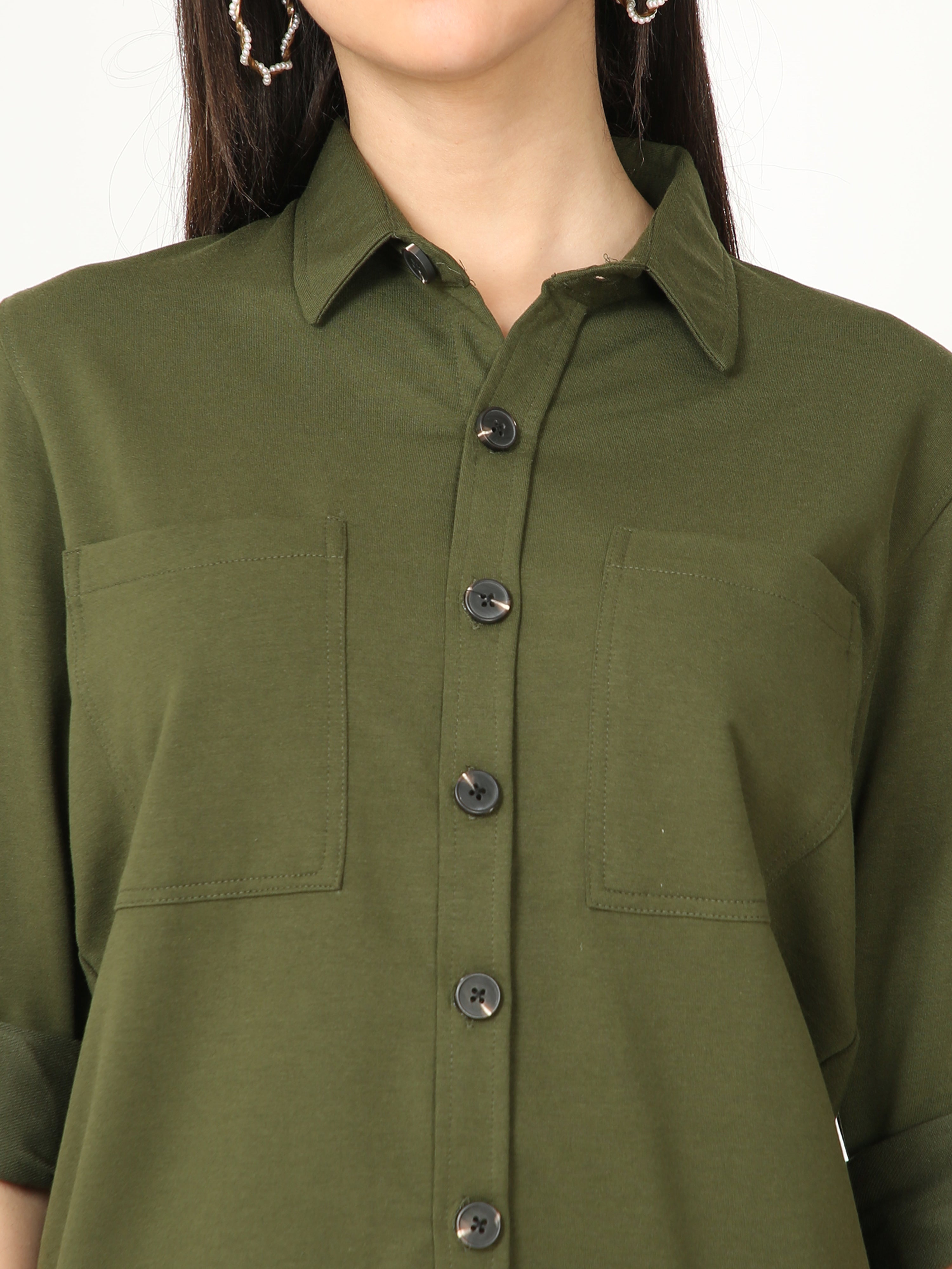 Green Double Pocket Royal Knit Overshirt - UNISEX