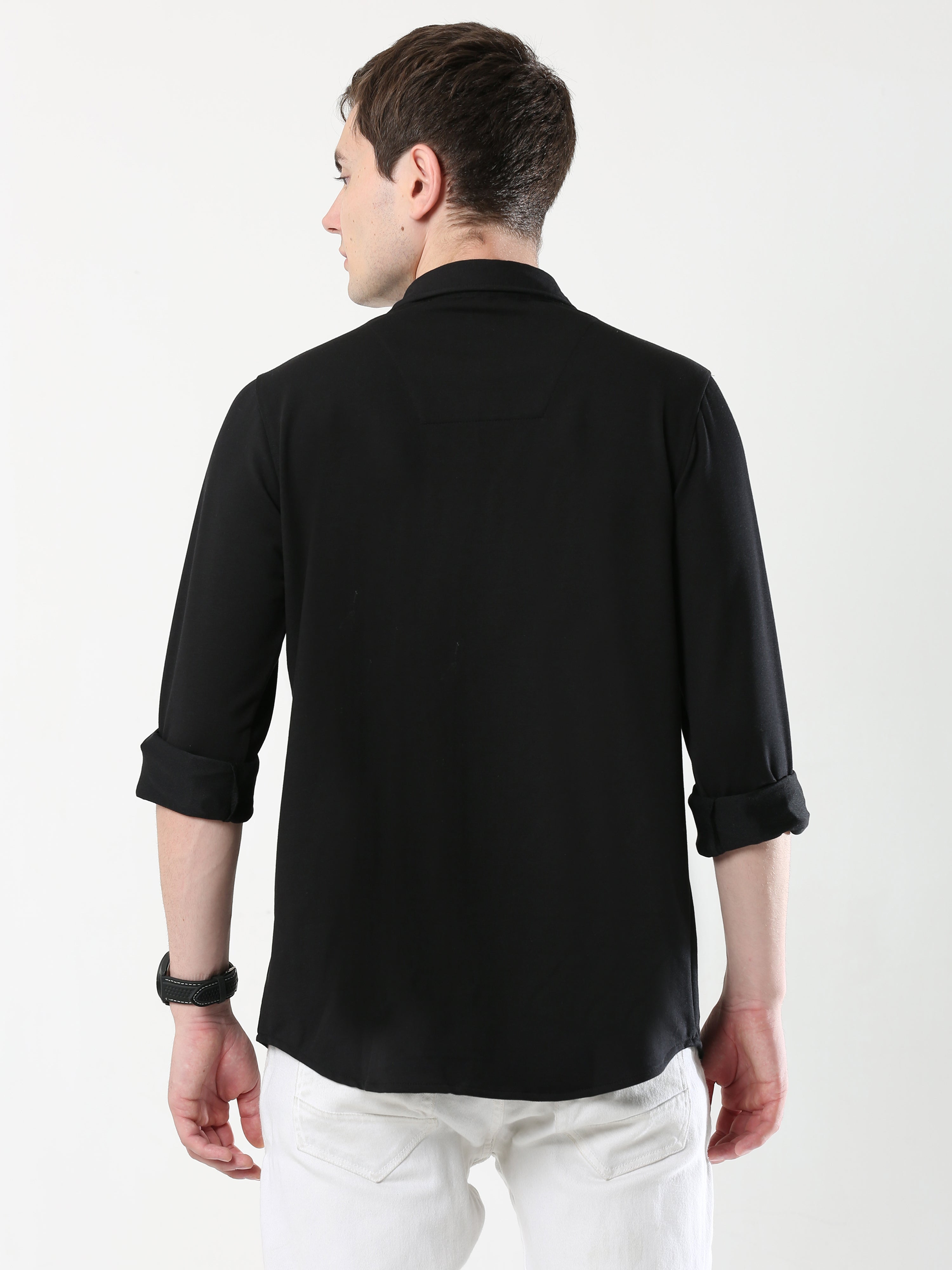 Black Double Pocket Royal Knit overshirt - UNISEX