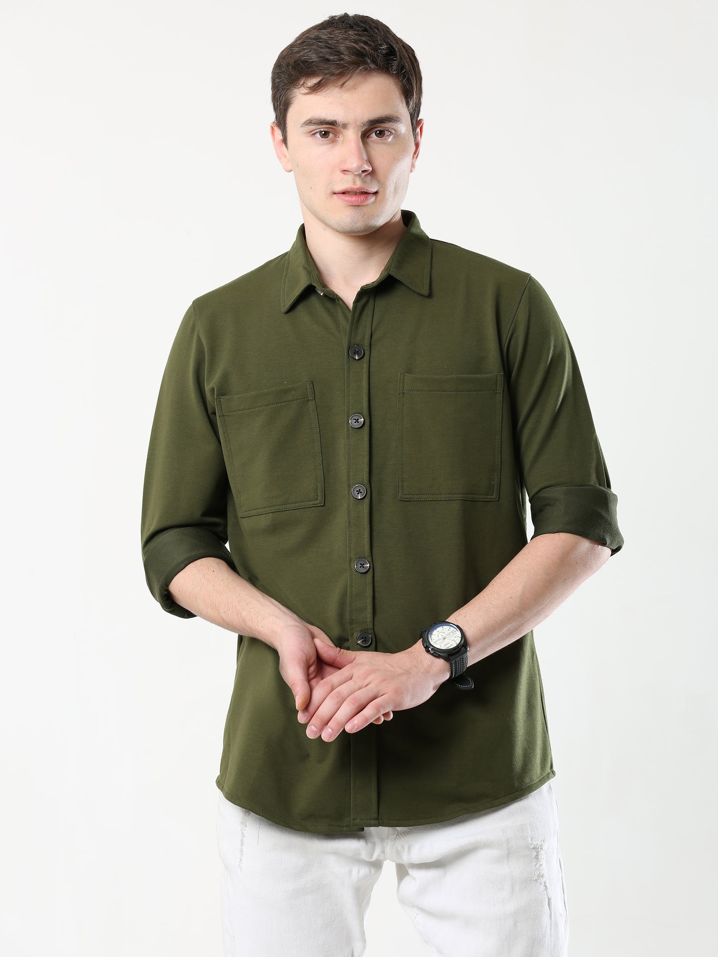 Green Double Pocket Royal Knit overshirt - UNISEX