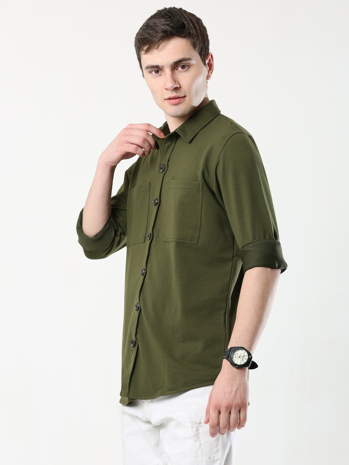 Green Double Pocket Royal Knit overshirt - UNISEX